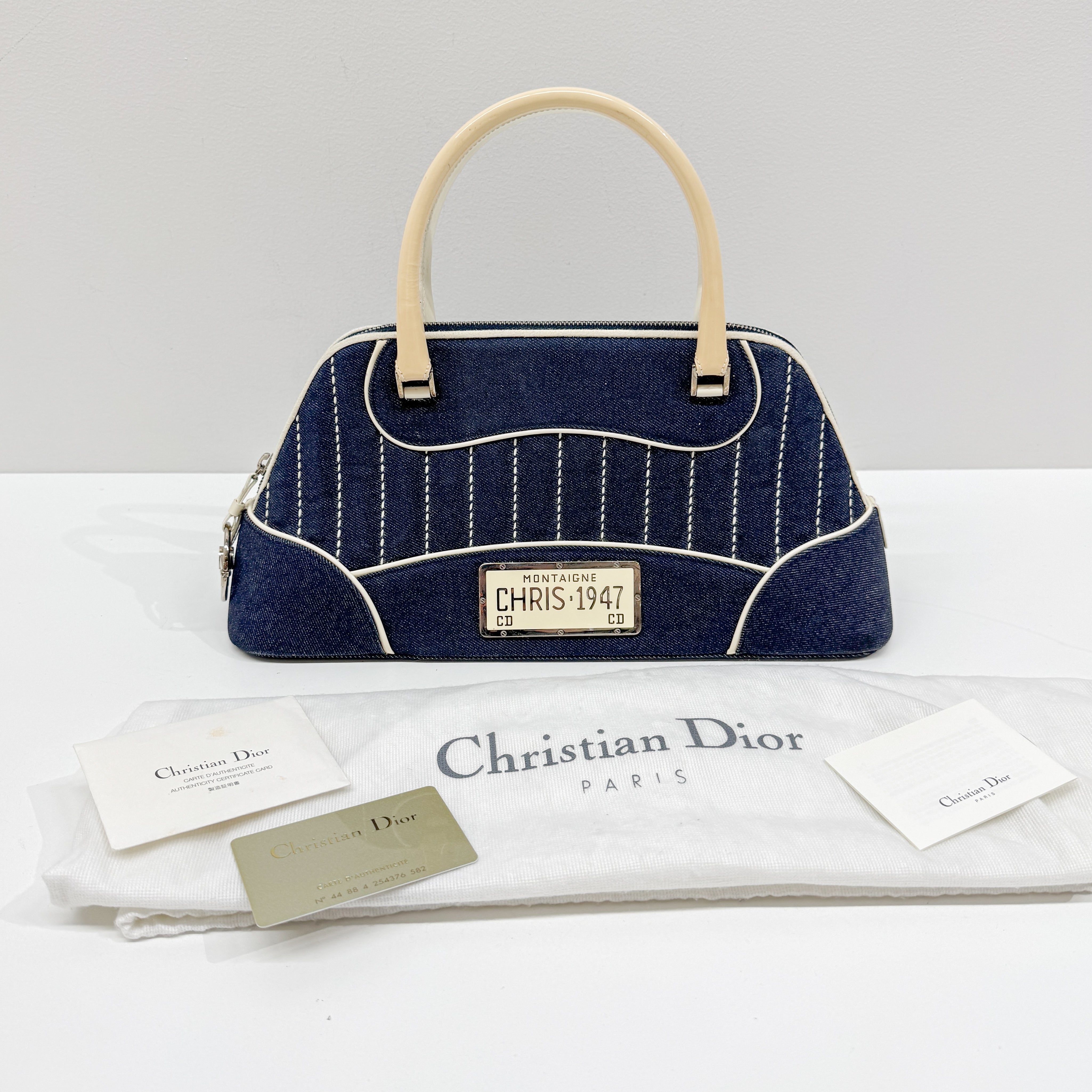 CHRISTIAN DIOR DENIM MONTAIGNE CADILLAC 1947 HANDLE BAG
