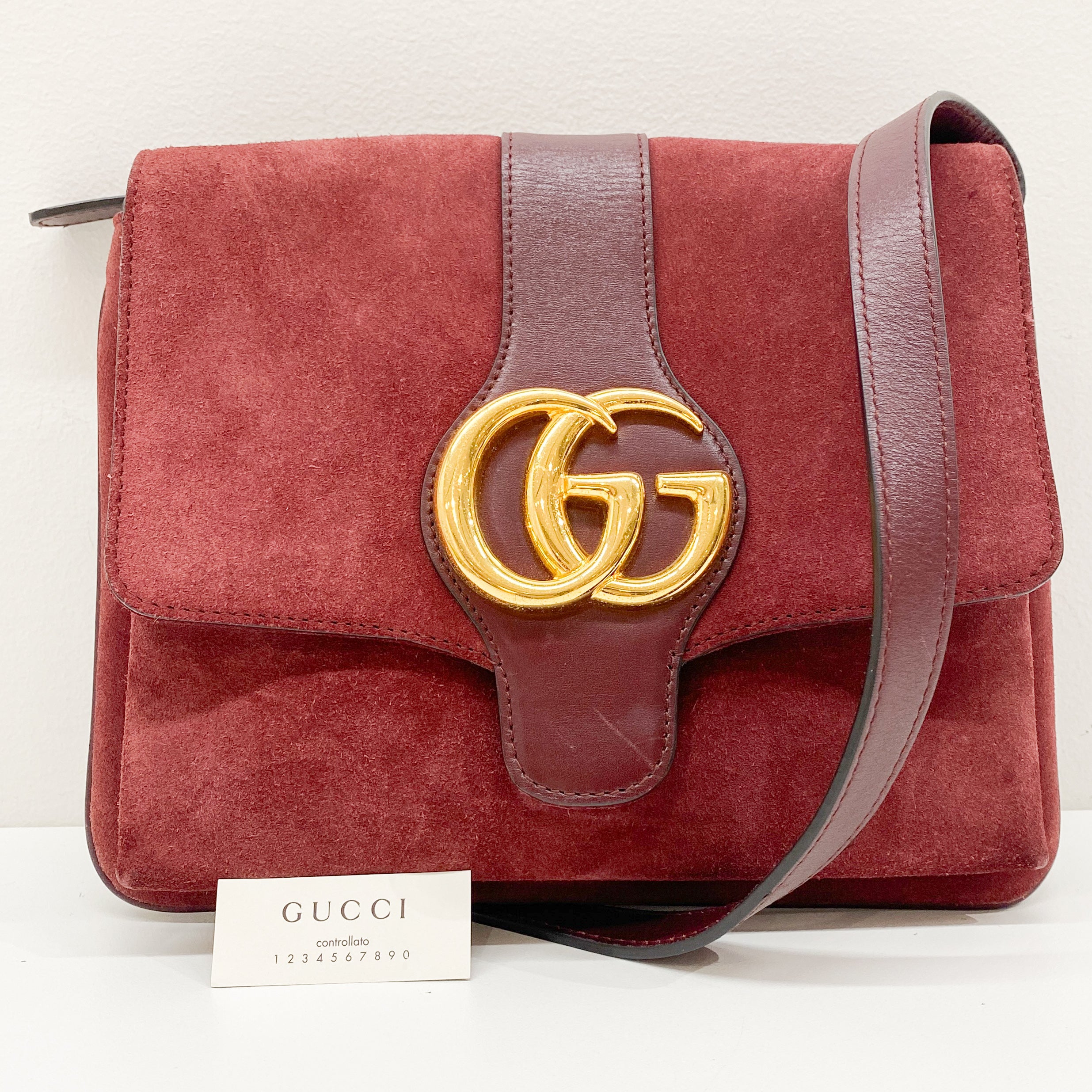 GG Marmont Red Suede Shoulder Bag