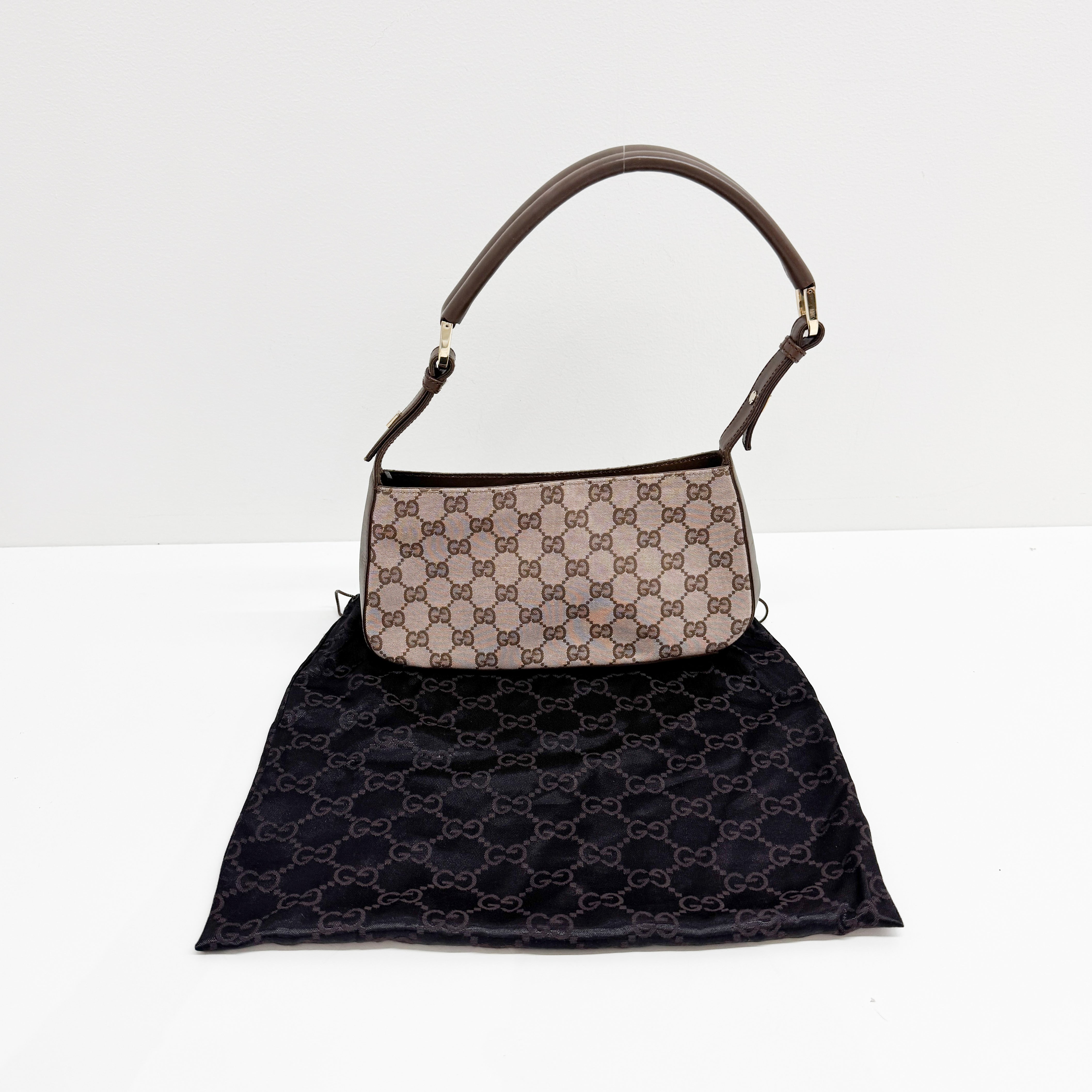 GG Canvas Leather Caramel Handle Shoulder Bag