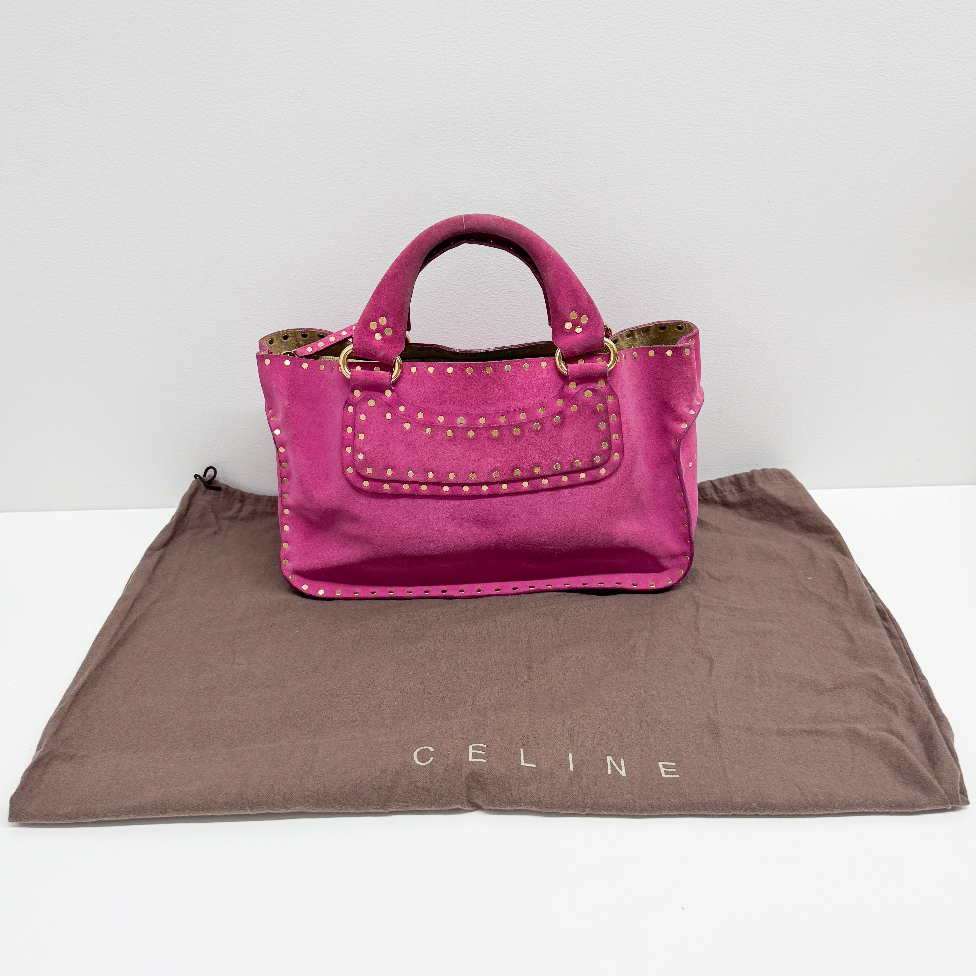 Boogie Pink Studded Suede Hand Bag