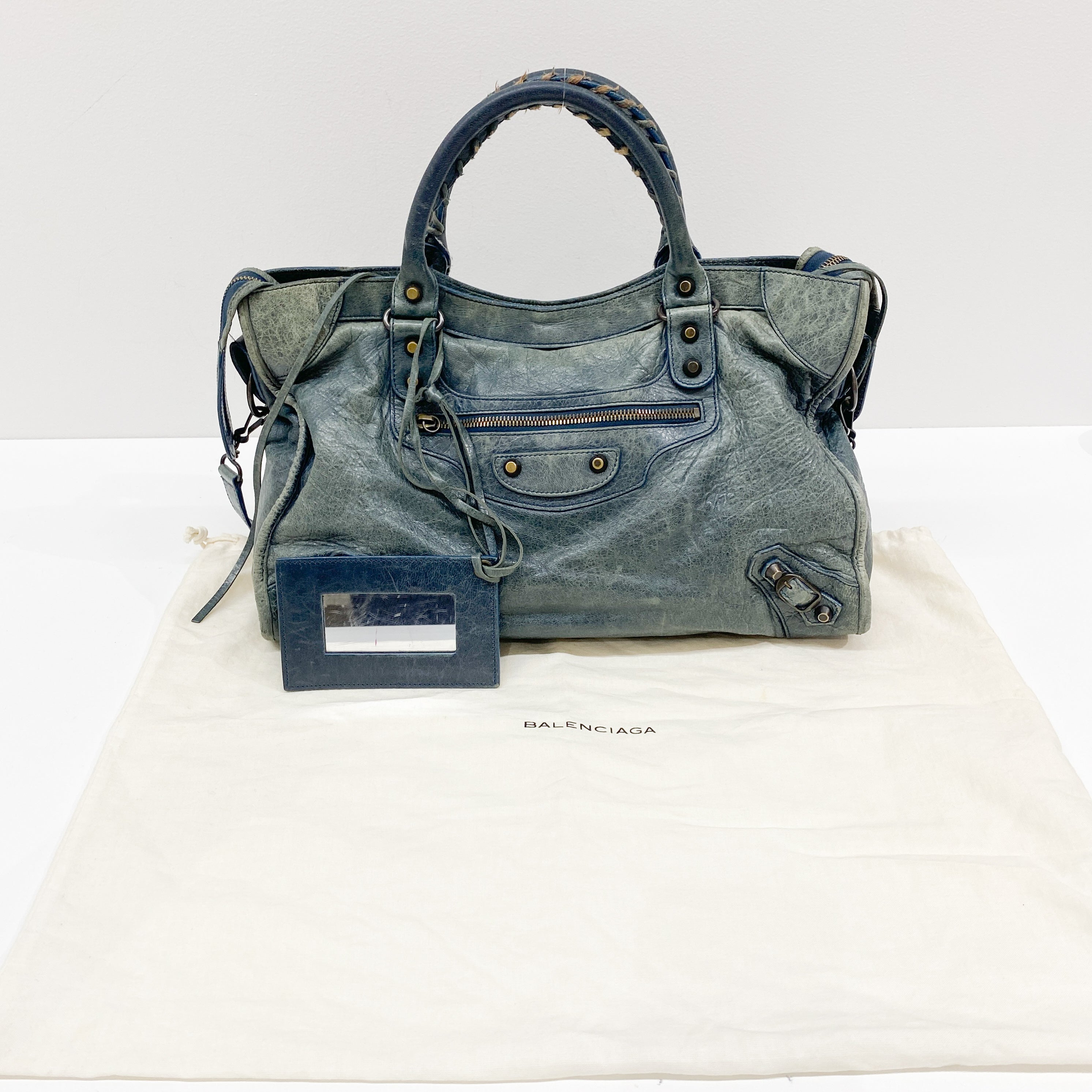 The City Green Calfskin Leather Two Way Bag