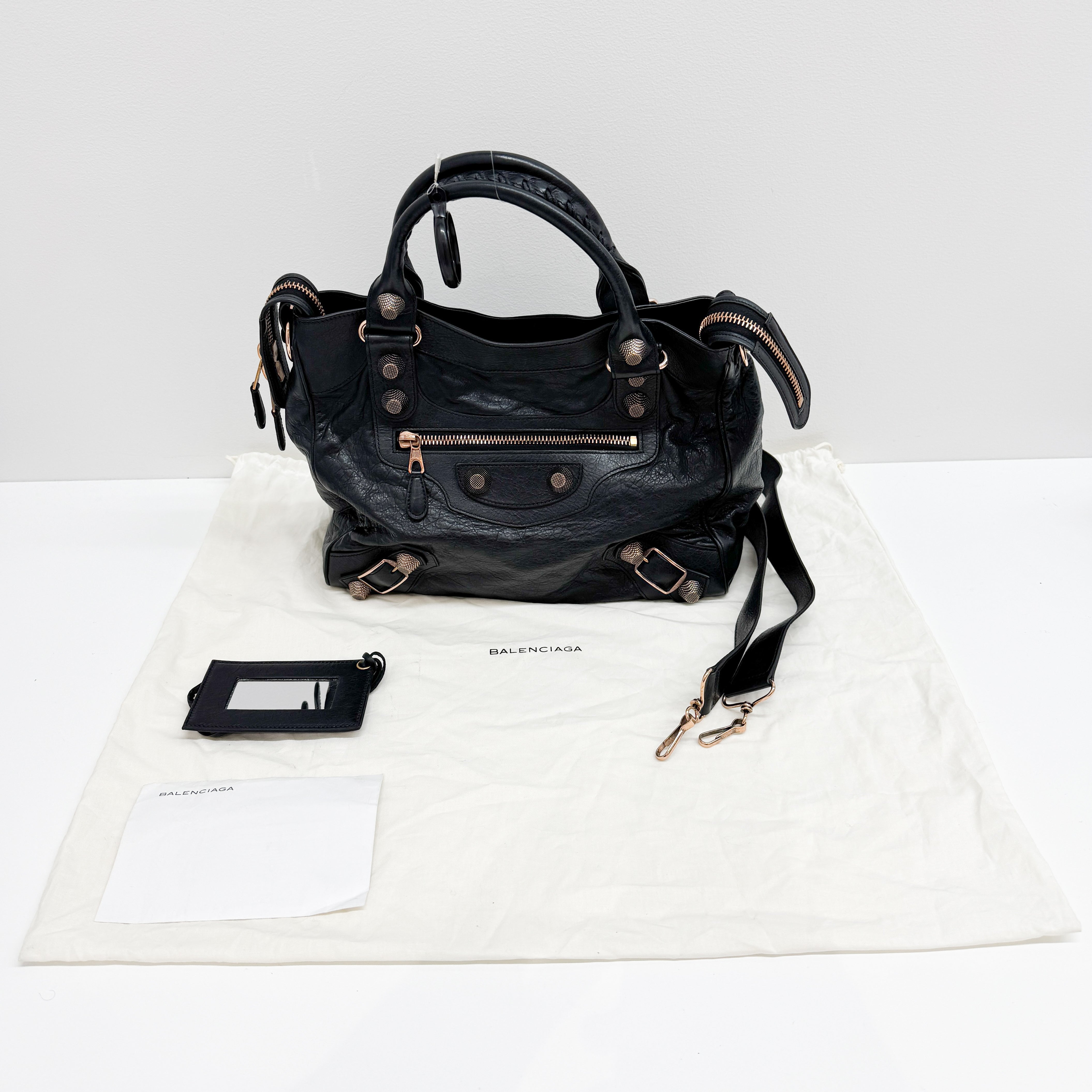 The Velo Black Calfskin Leather Two Way Bag