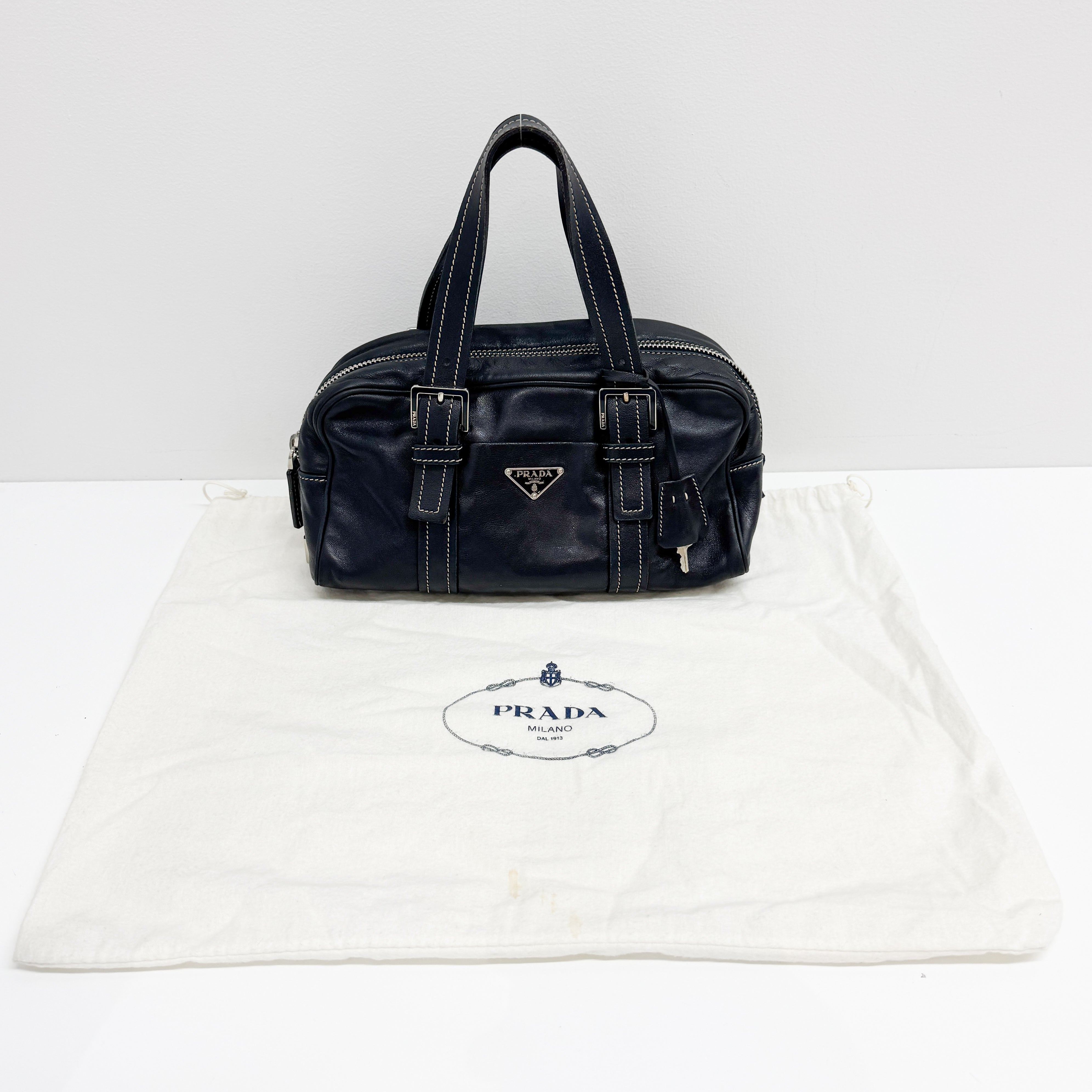 Nappa Hydra Black Leather Hand Bag