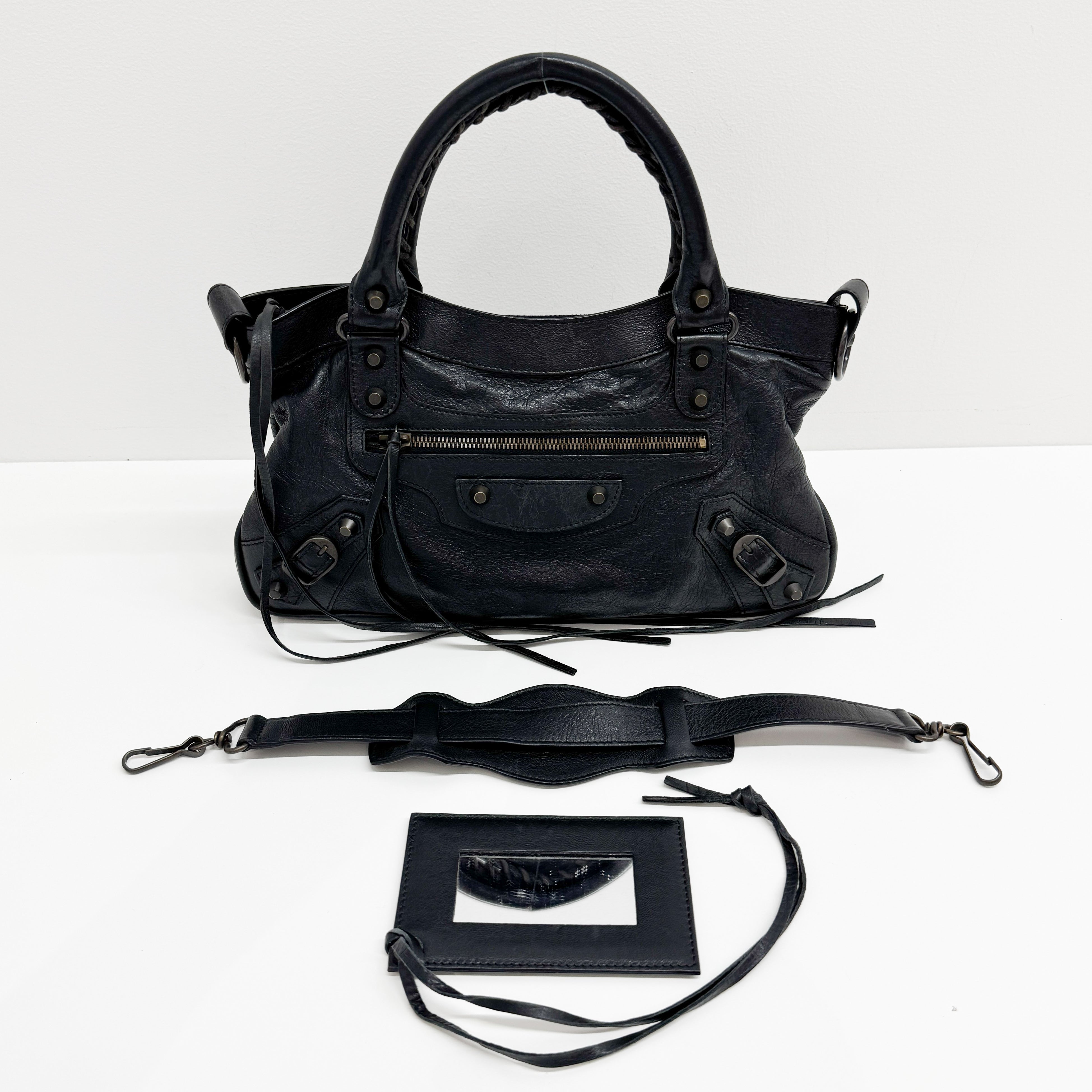 The First Black Calfskin Leather Two Way Bag