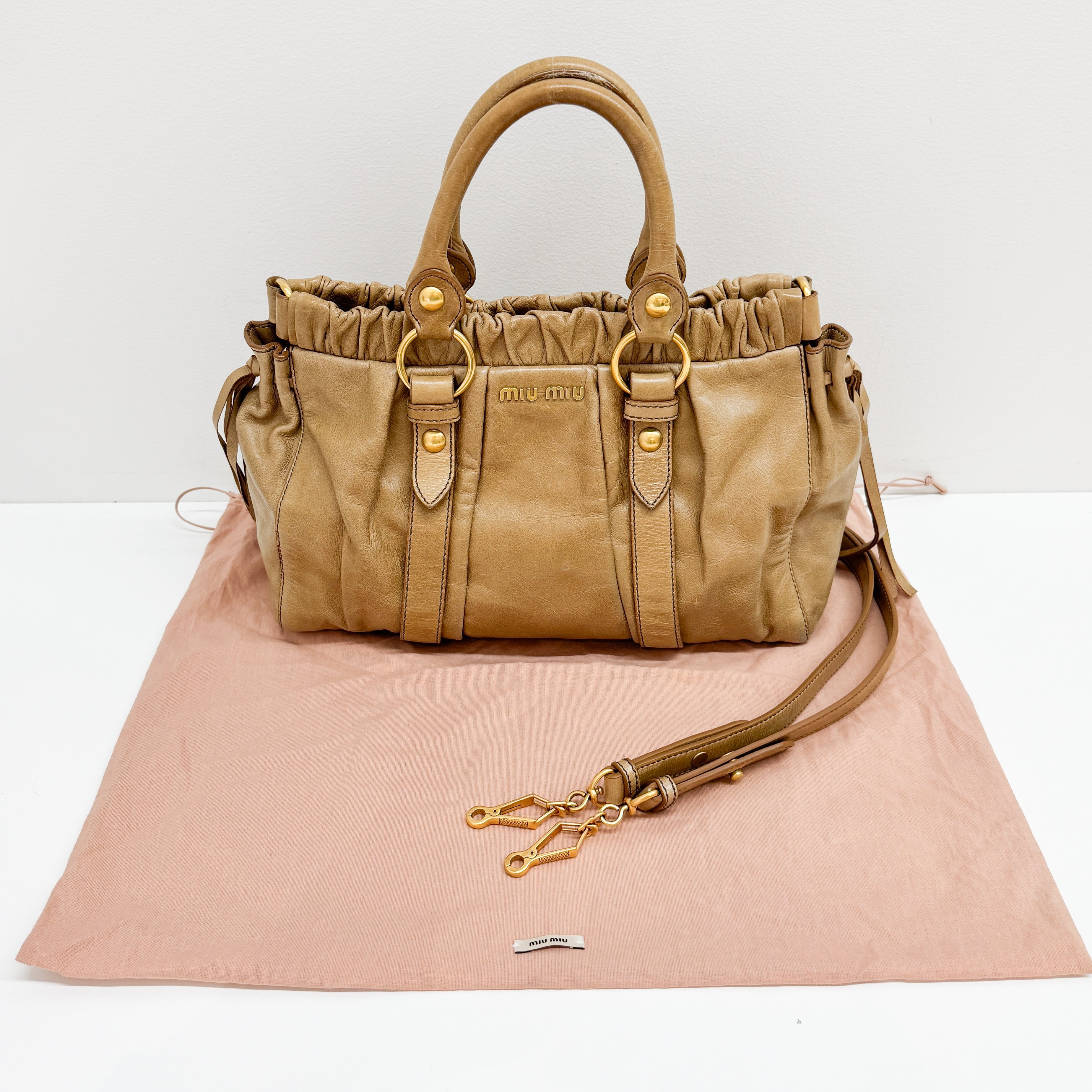 Vitello Brown Calfskin Leather Two Way Bag