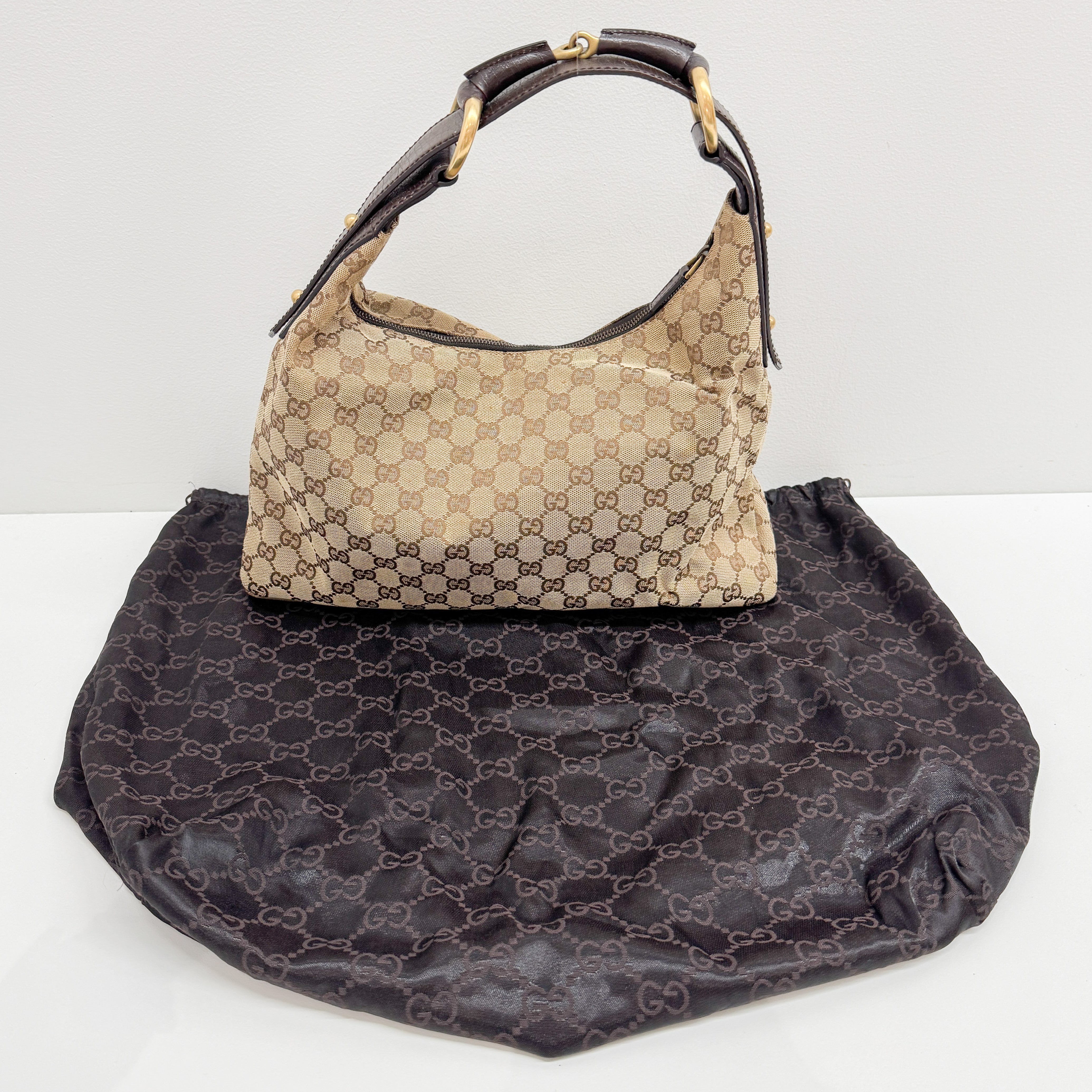 Horsebit Brown GG Canvas Hobo Bag