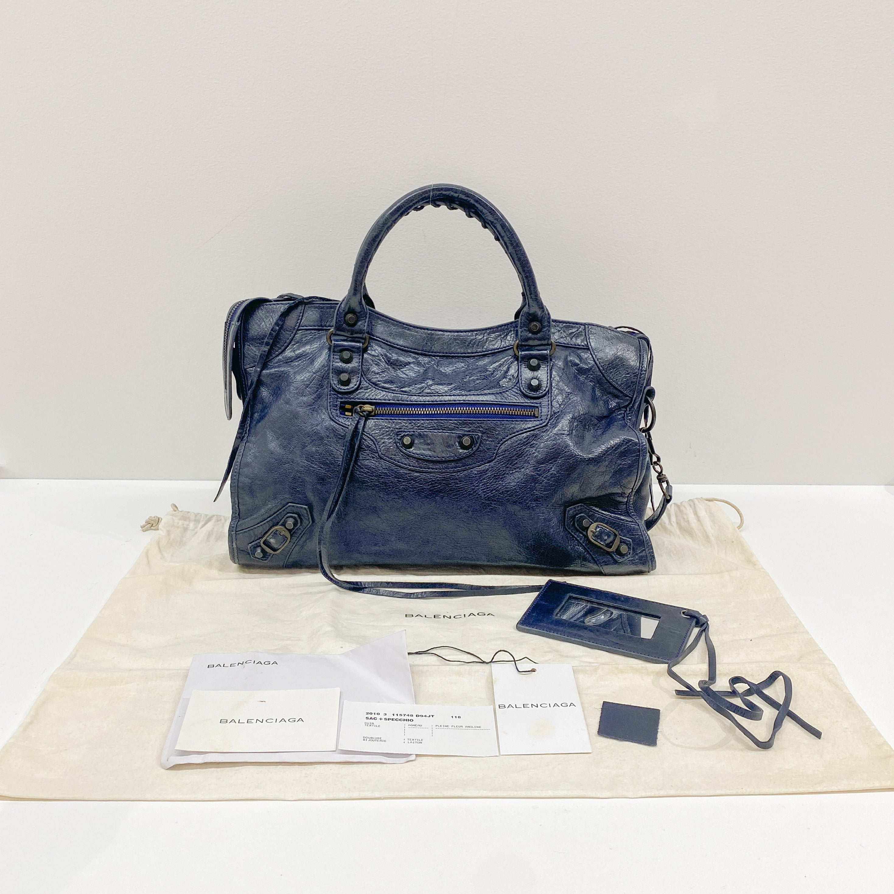 The City Navy Leather Bag