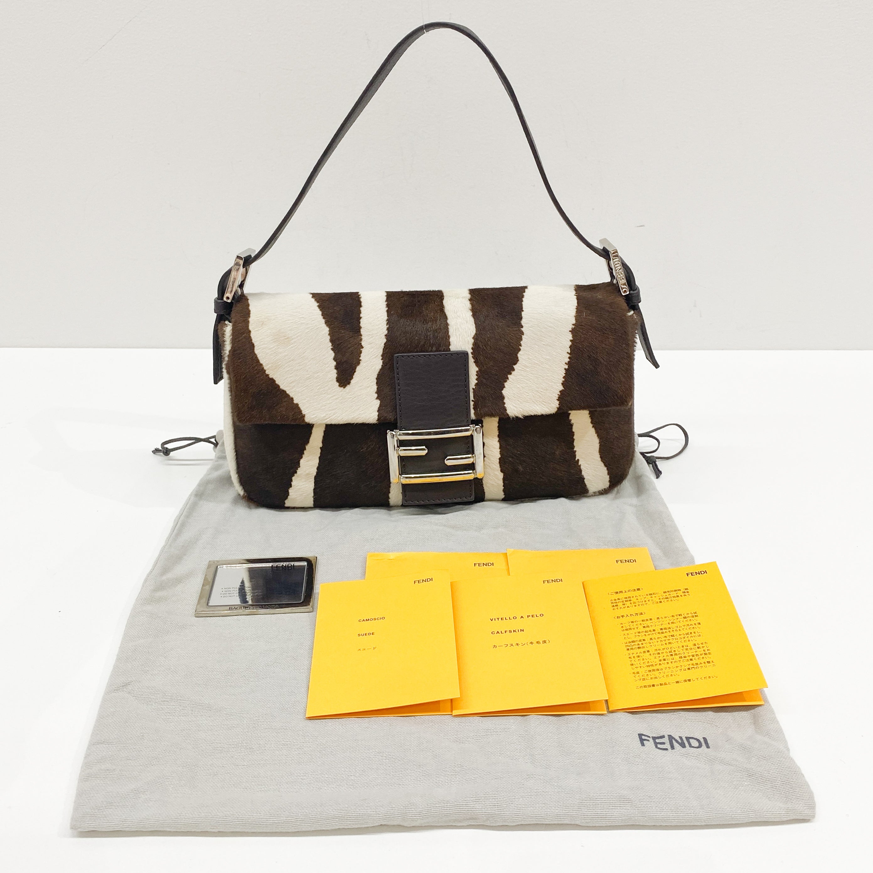 Baguette Brown Zebra Print Pony Hair Shoulder Bag