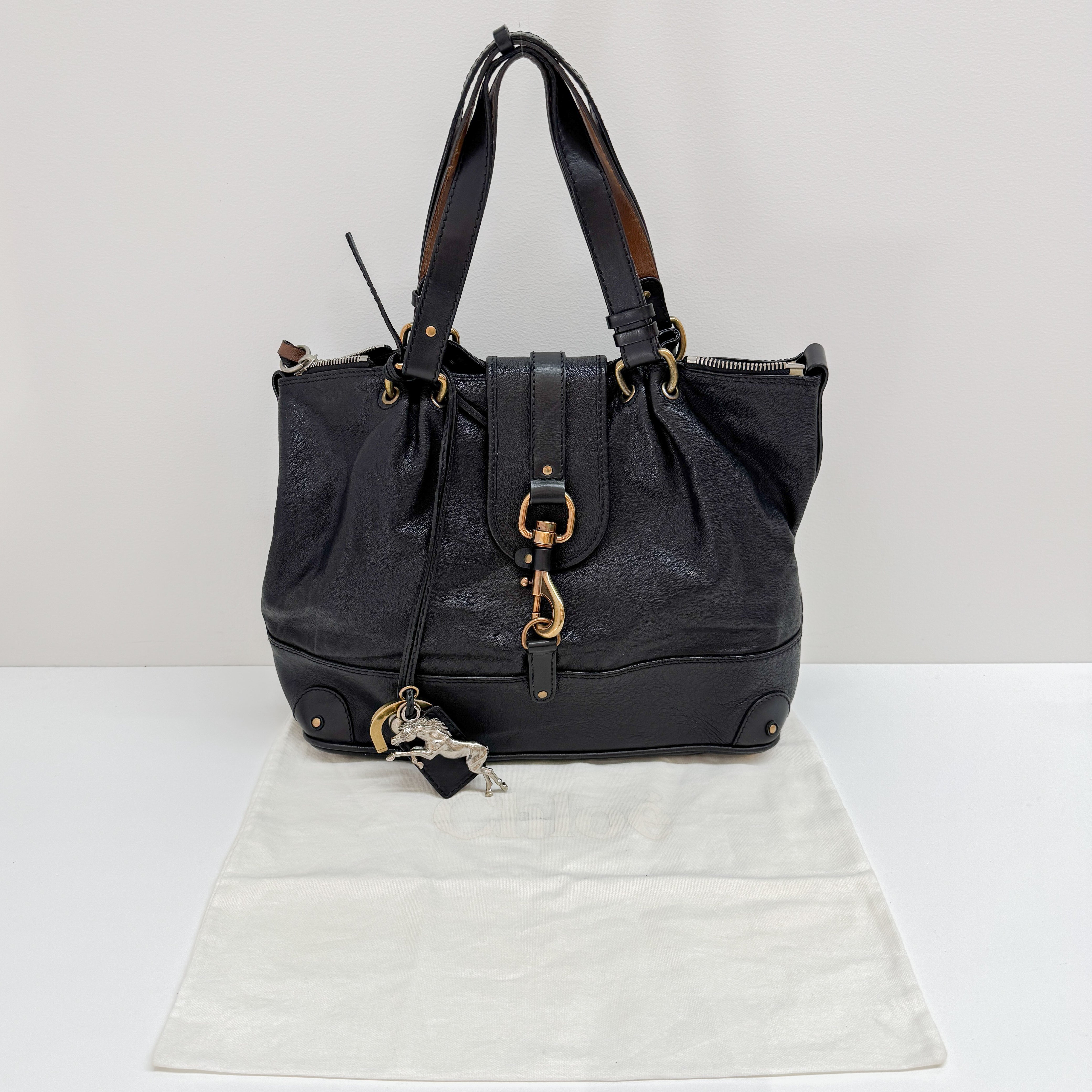 Kerala Black Leather Two Way Bag