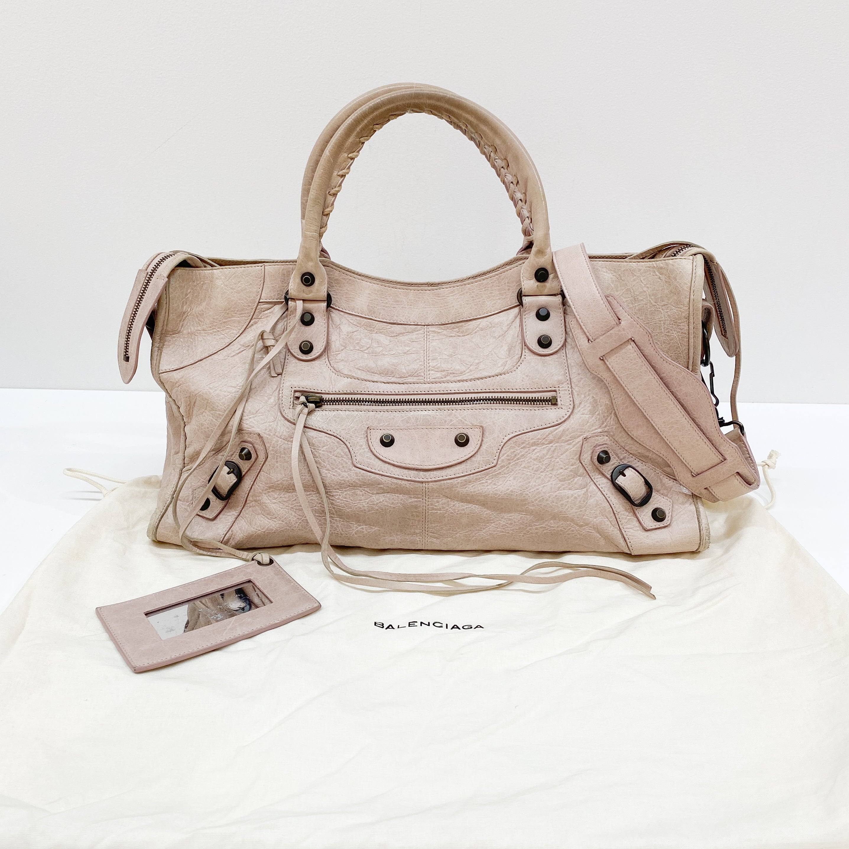 The City Beige Leather Two Way Bag