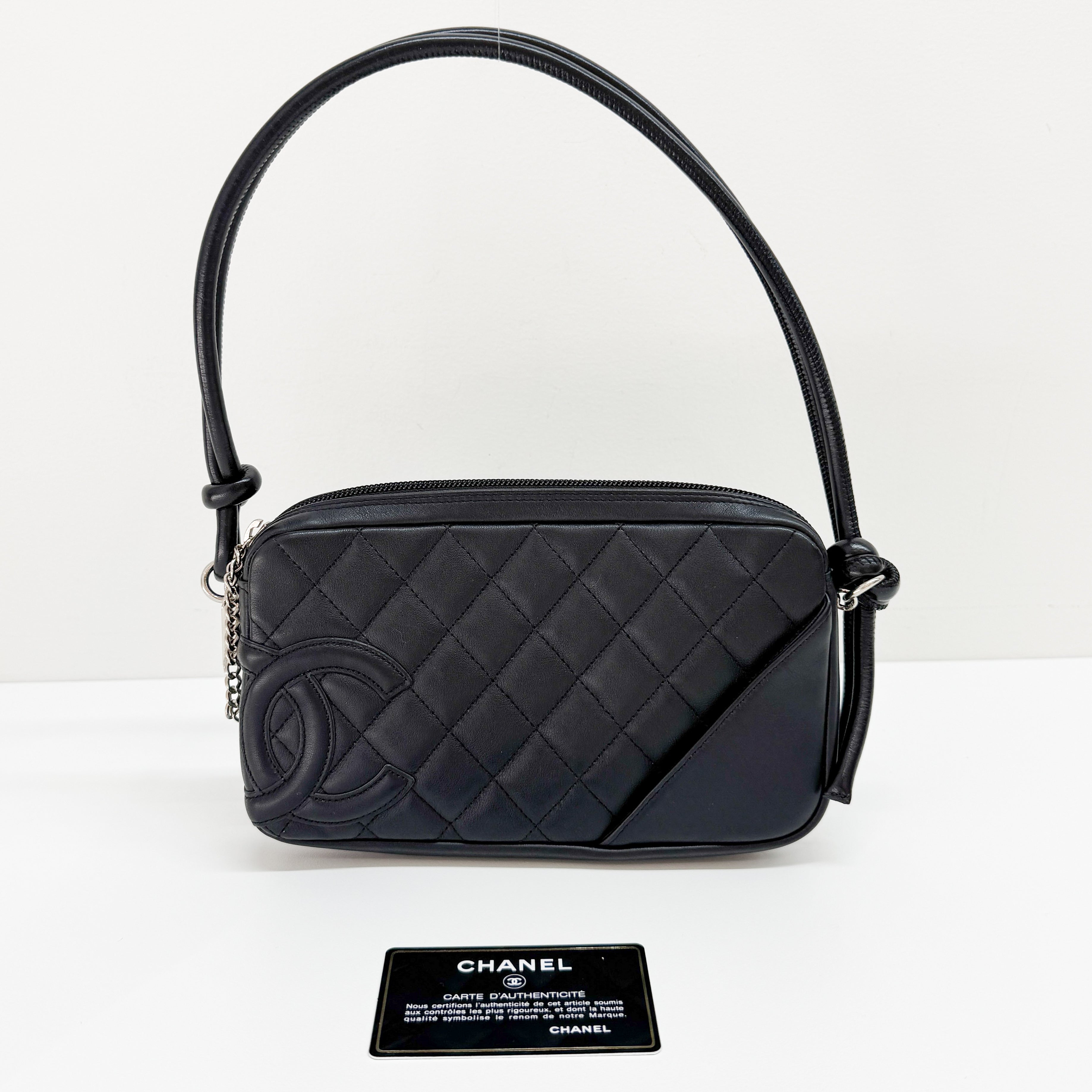 Cambon Black Leather Shoulder Bag