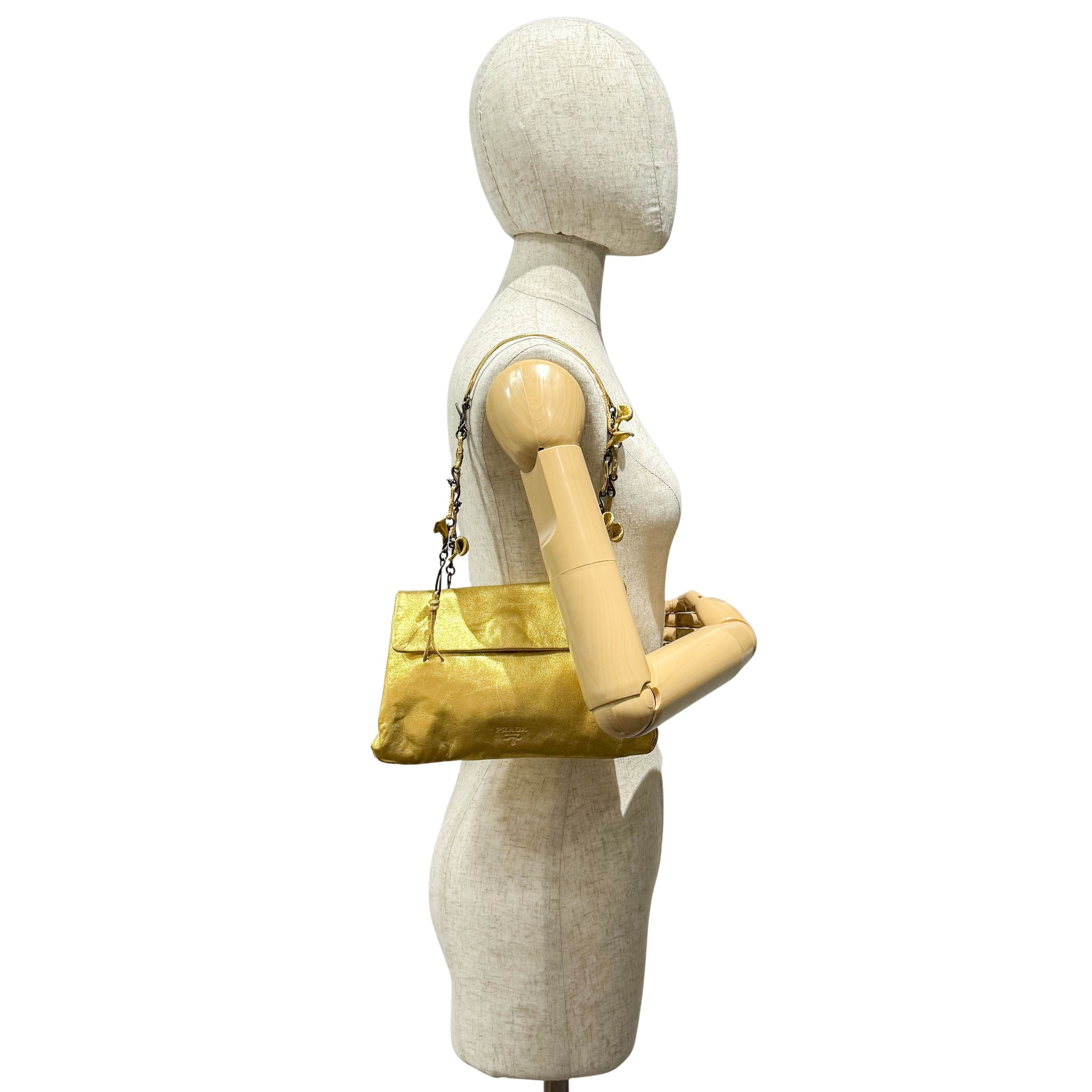 Small Golden Leather Shoulder Bag