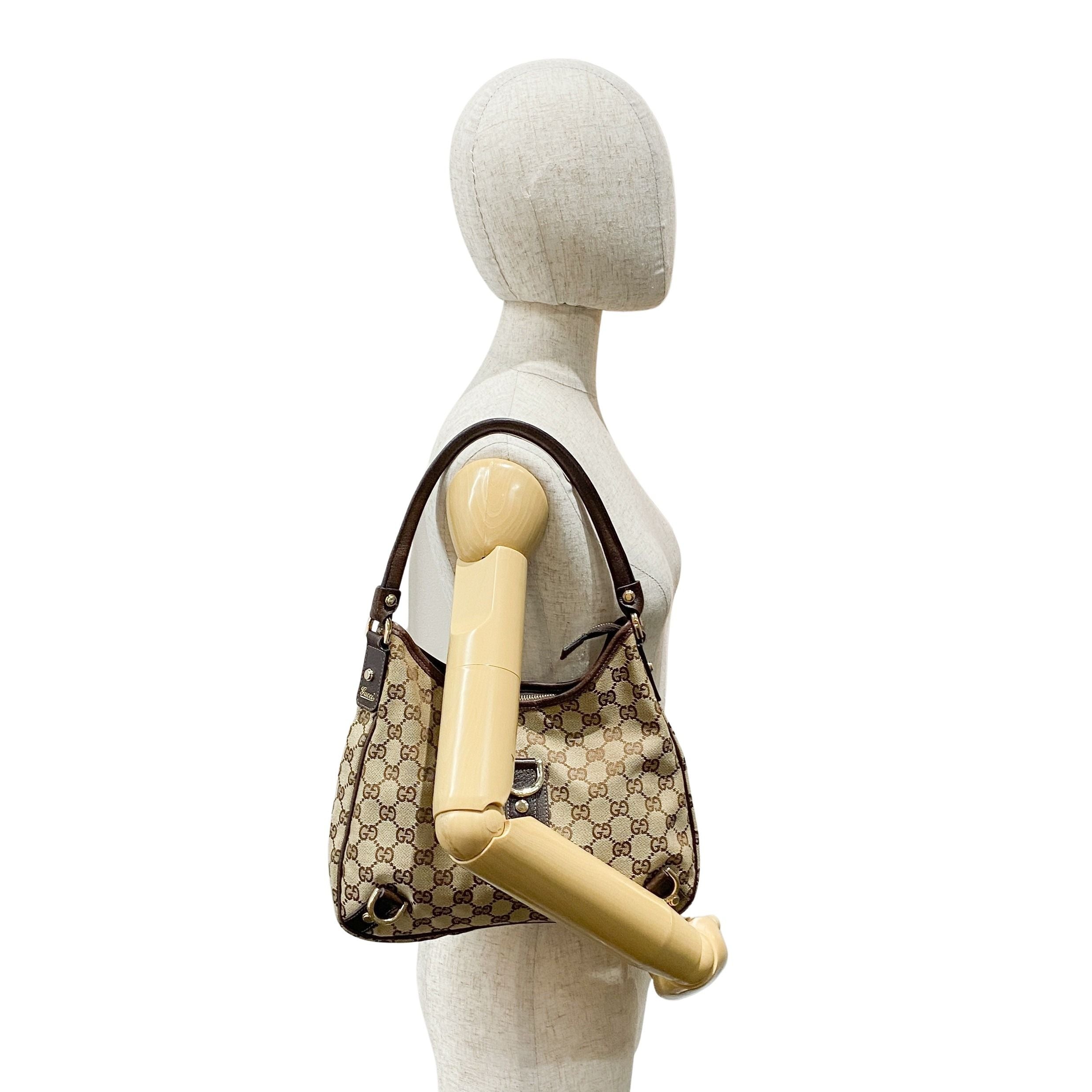 Abbey D-Ring GG Brown Canvas Hobo Bag