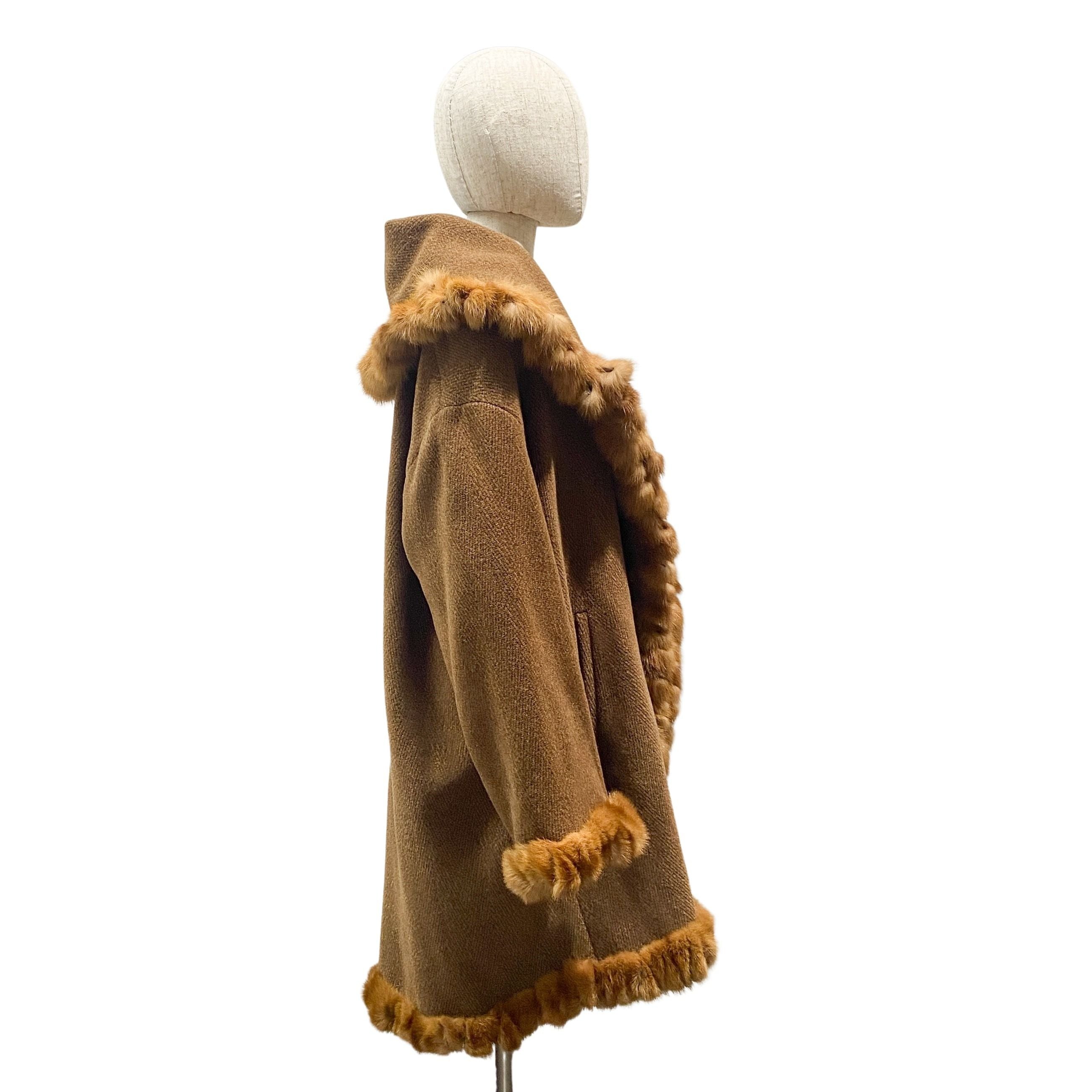 Size 38 EU Brown Fur and Wool Coat