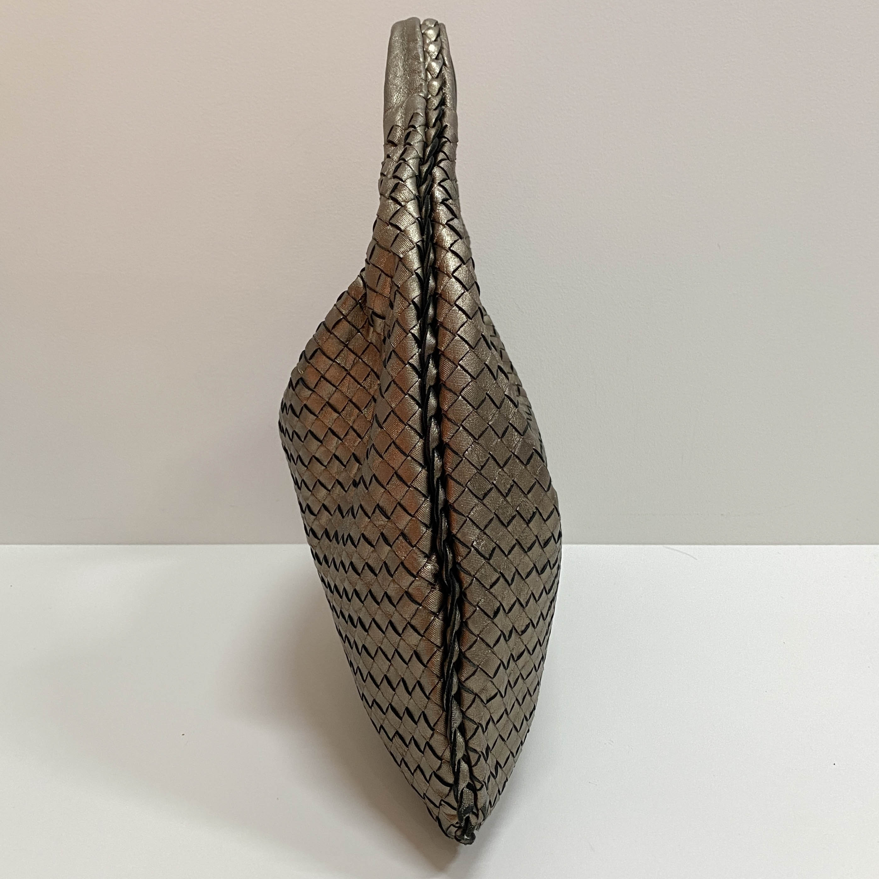 Intrecciato Gold Leather Hobo Bag