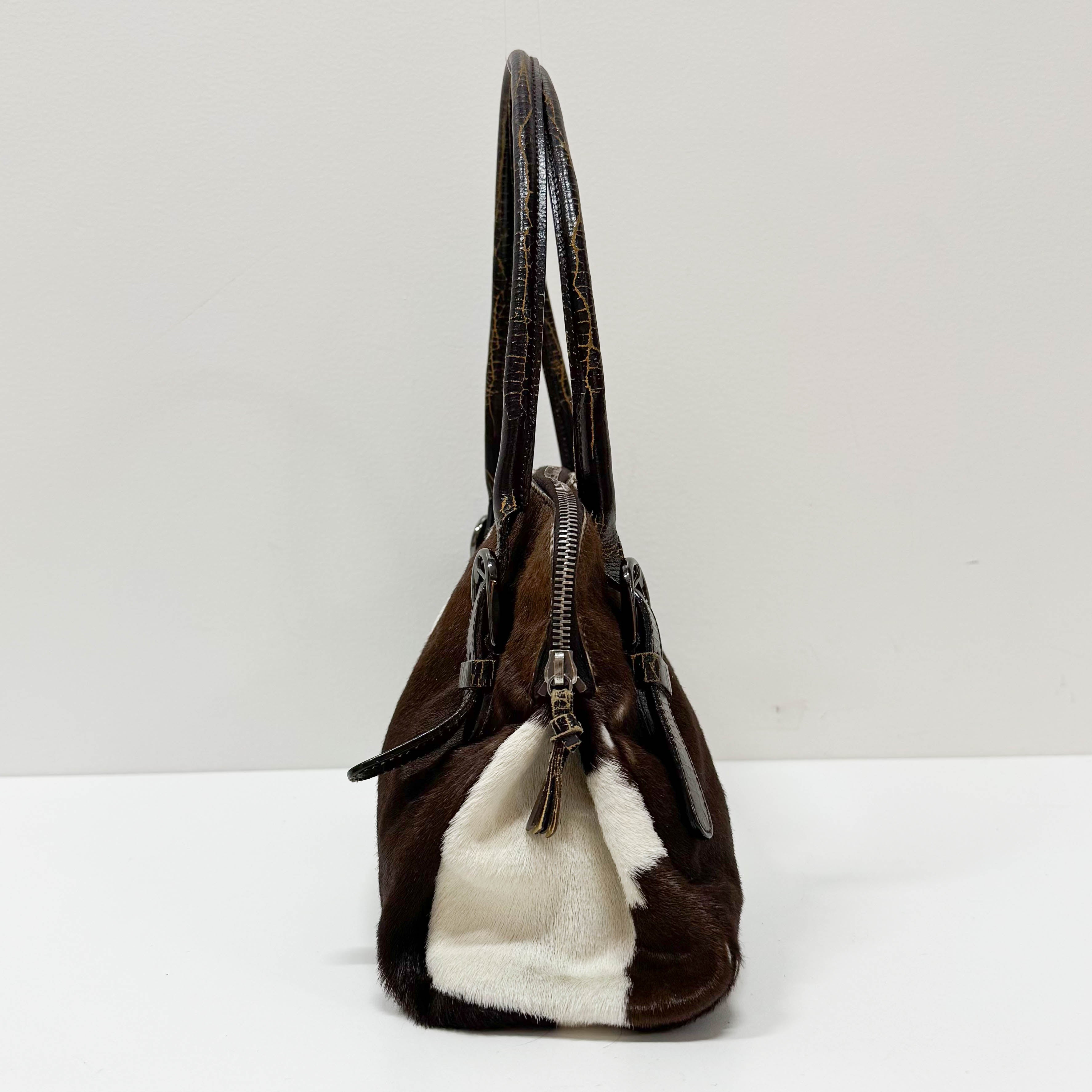 Cow Print Brown/White Pony Hair Shoulder Bag