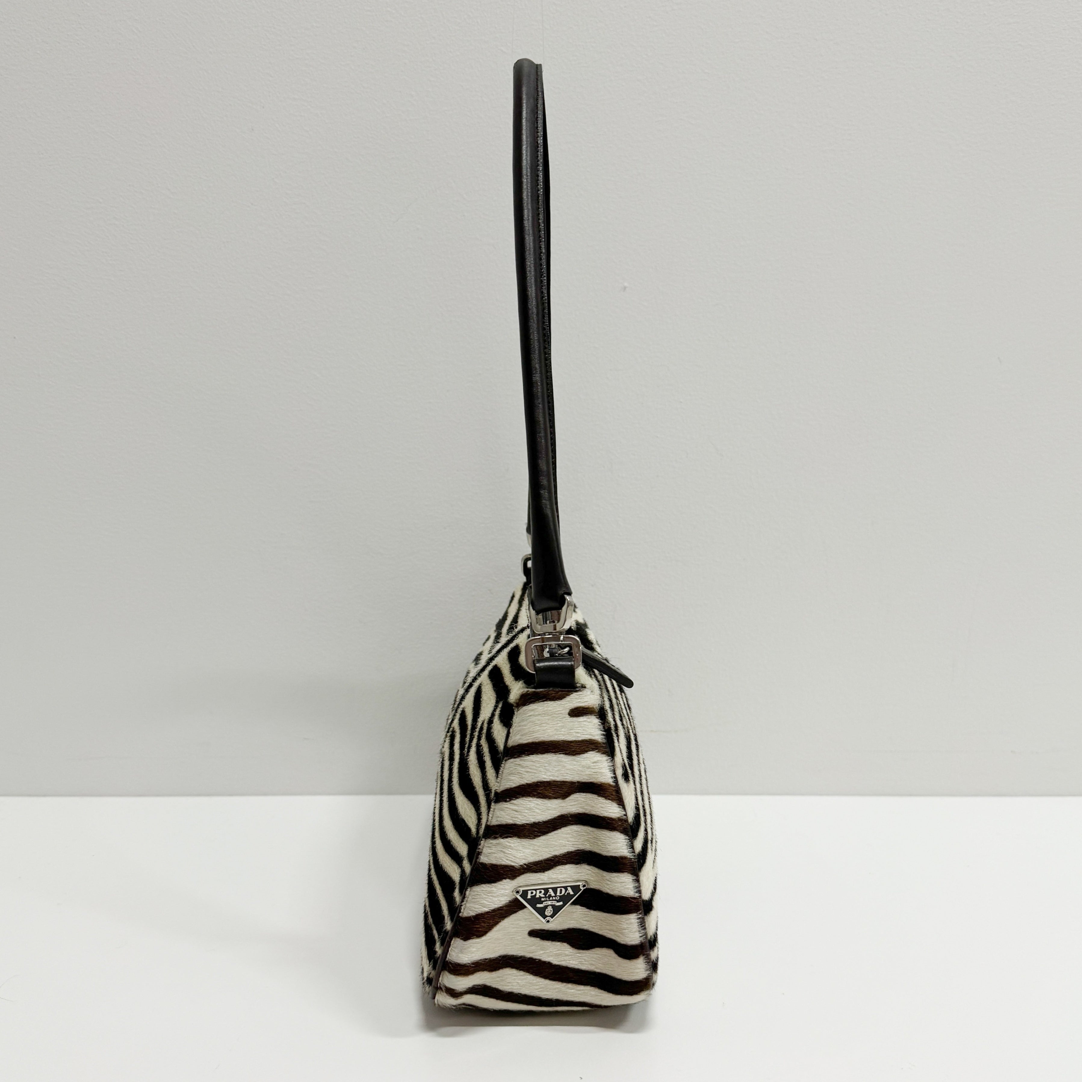 Zebra Print Pony Hair Shoulder Bag