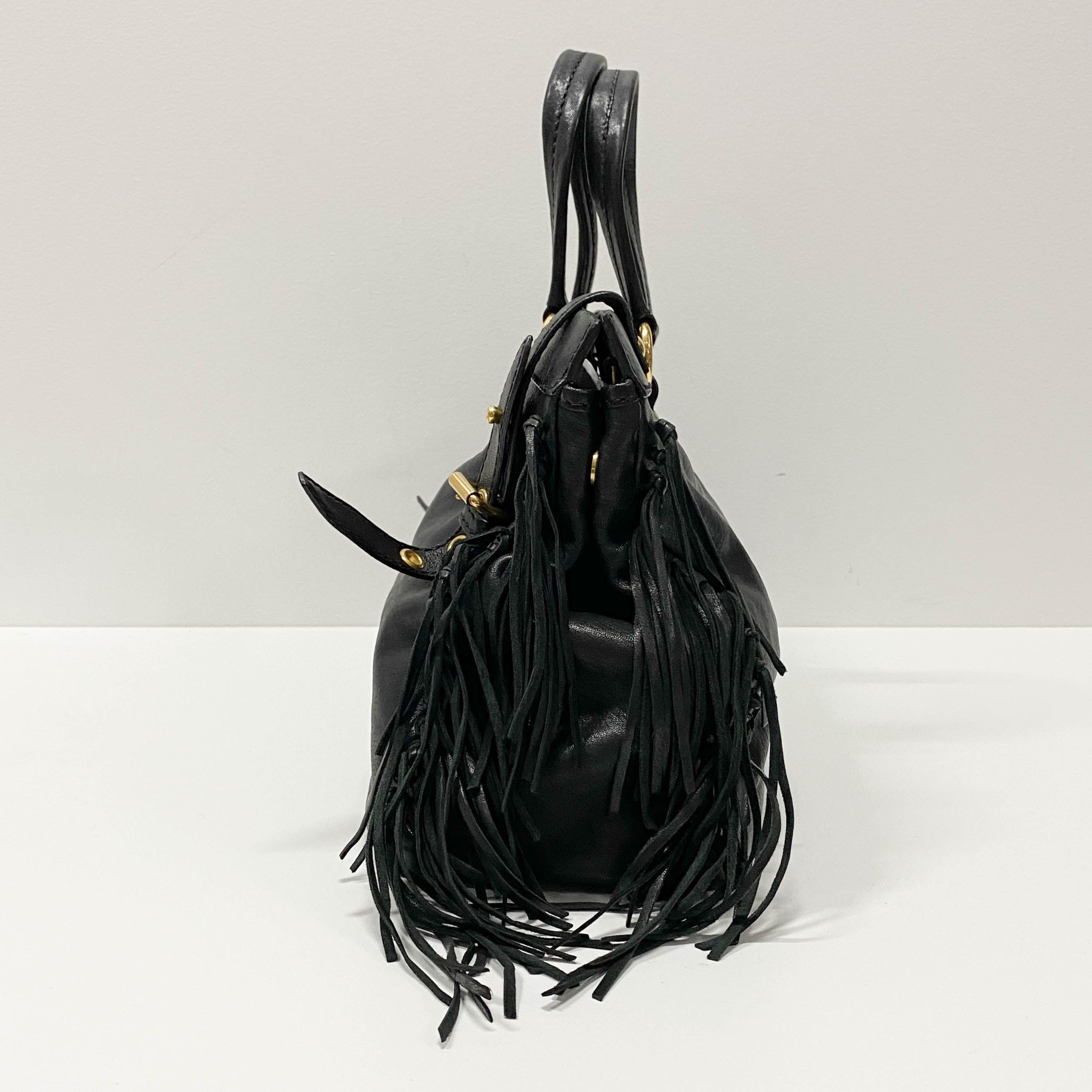 Vitello Caribu Black Calfskin Leather Hand Bag