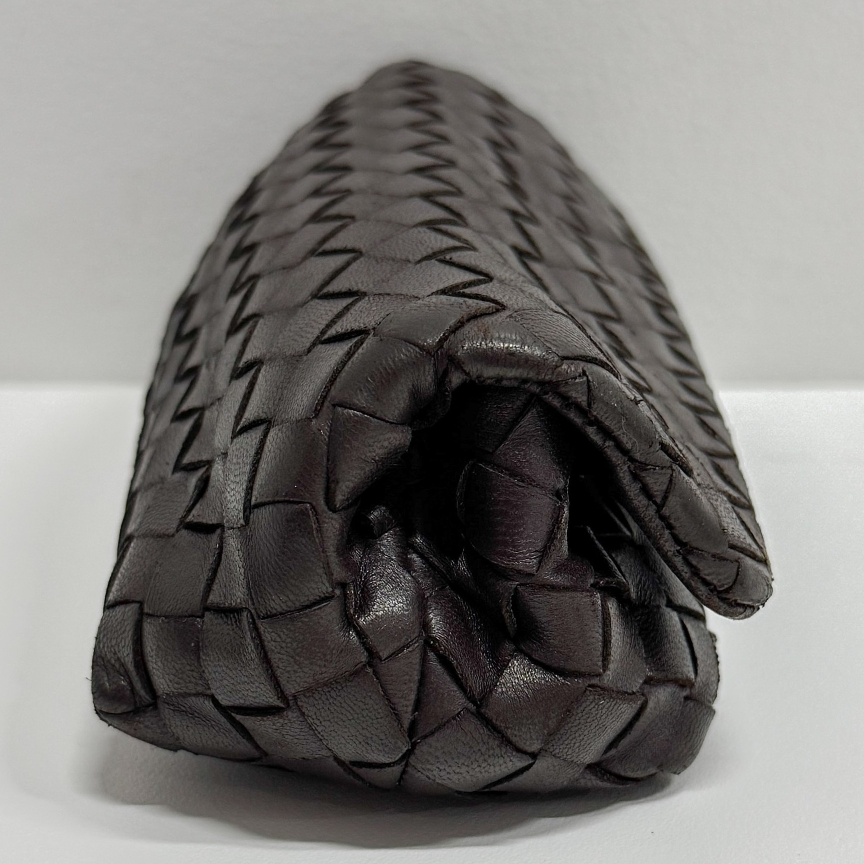 Intrecciato Brown Leather Pouch