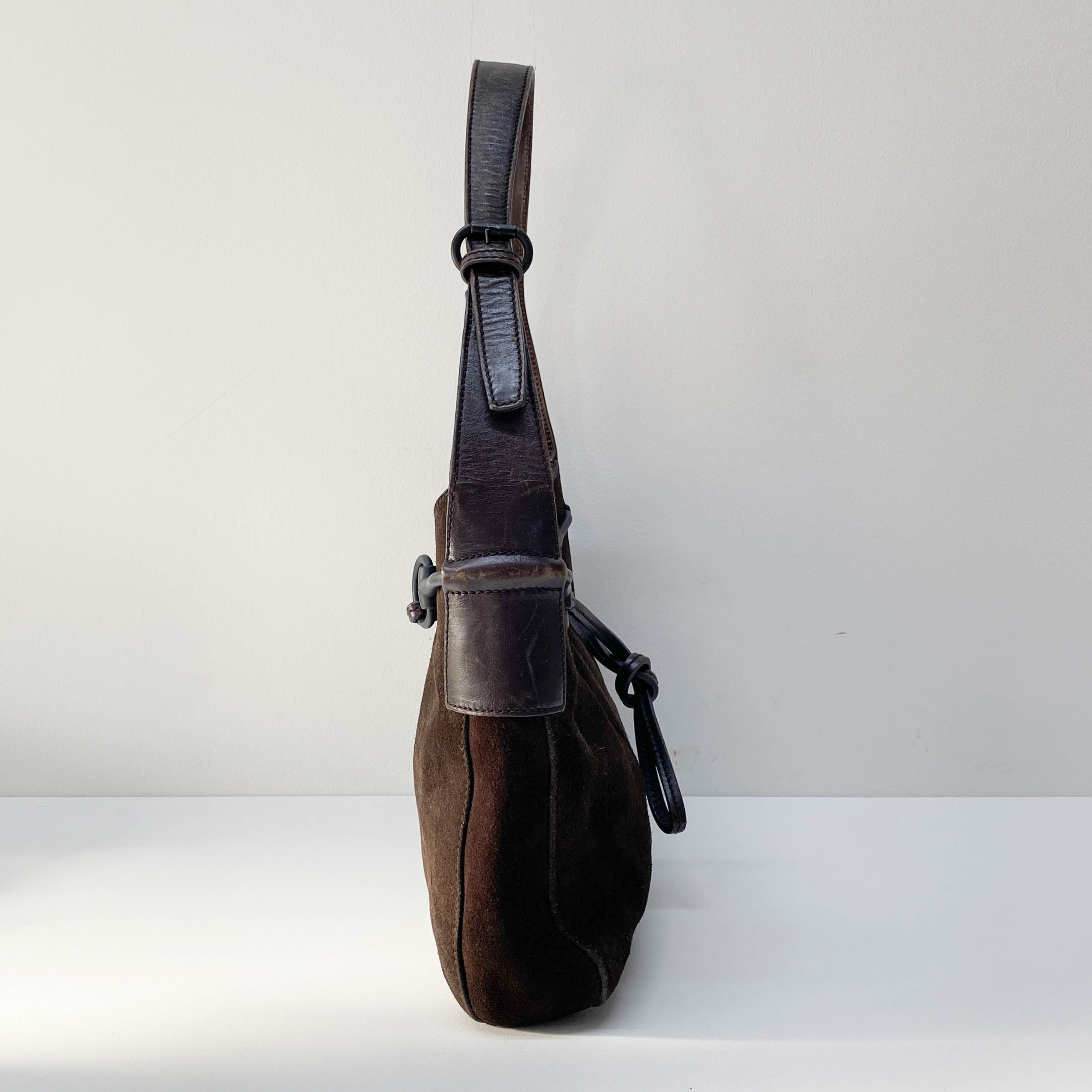 Vintage Brown Suede Shoulder Bag