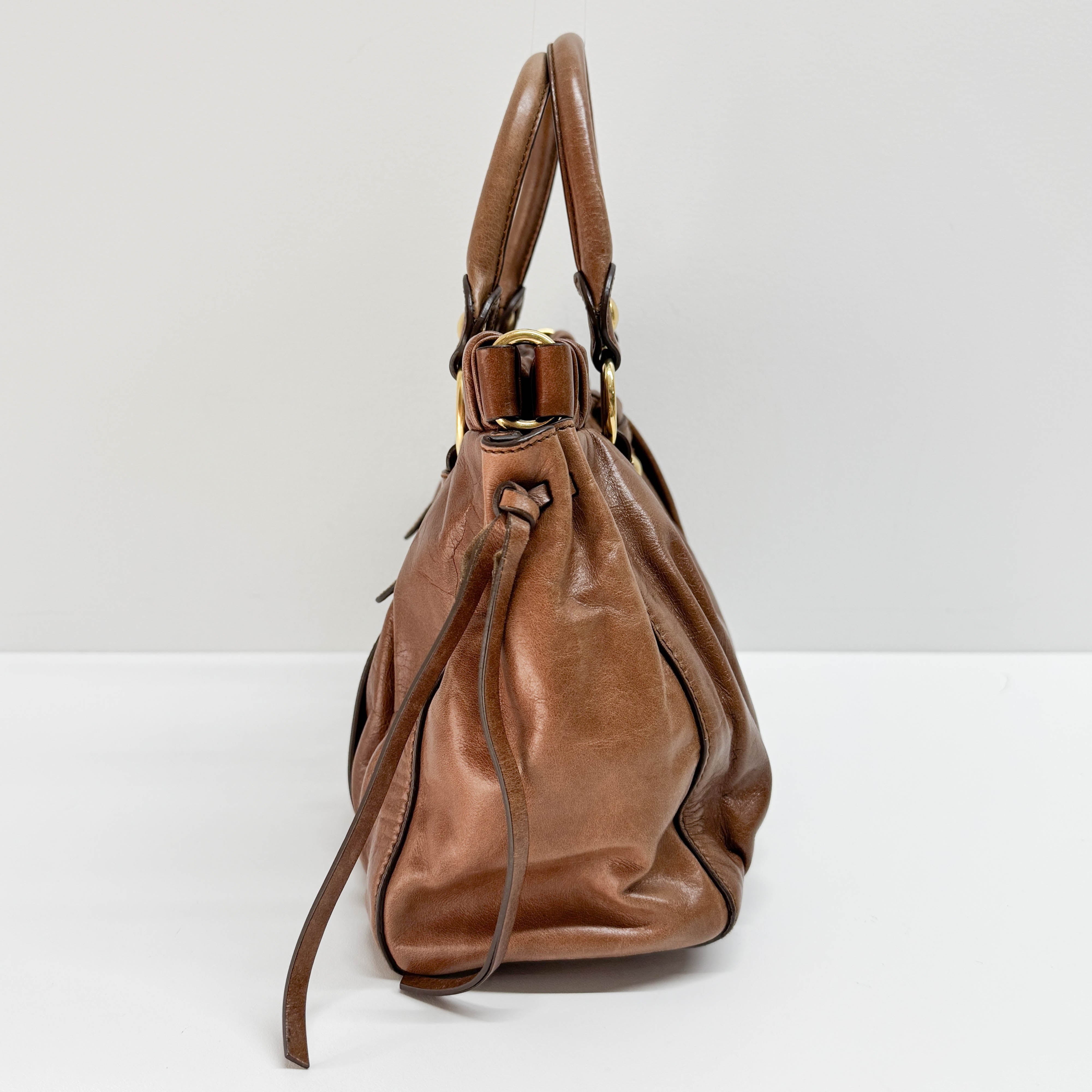 Vitello Brown Leather Two Way Bag