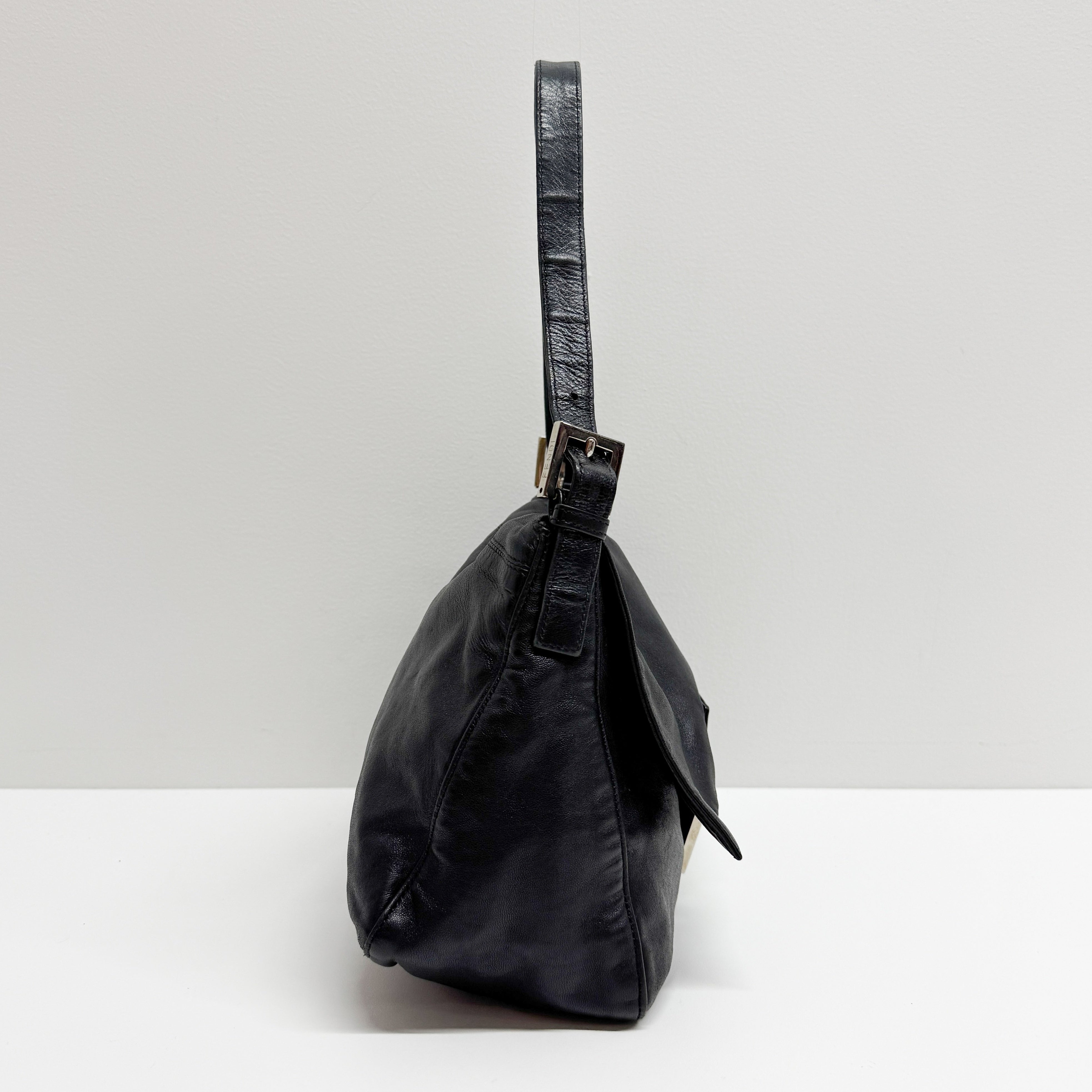 Mamma Baguette Black Leather Shoulder Bag