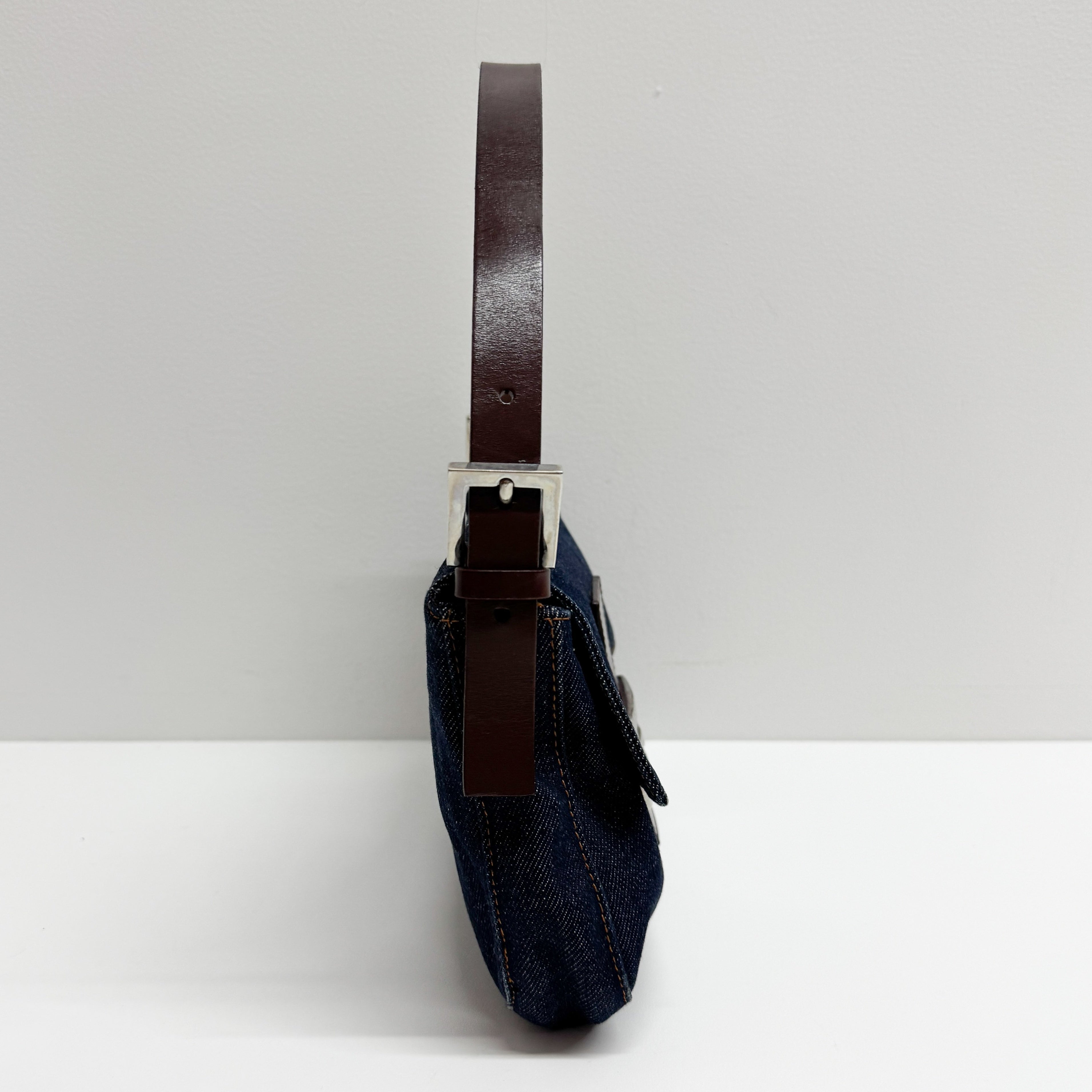 Baguette Blue Denim Shoulder Bag