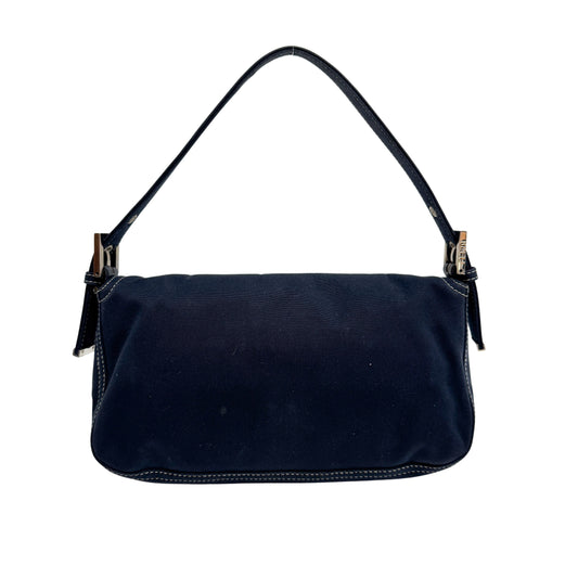 Baguette Navy Cotton Shoulder Bag