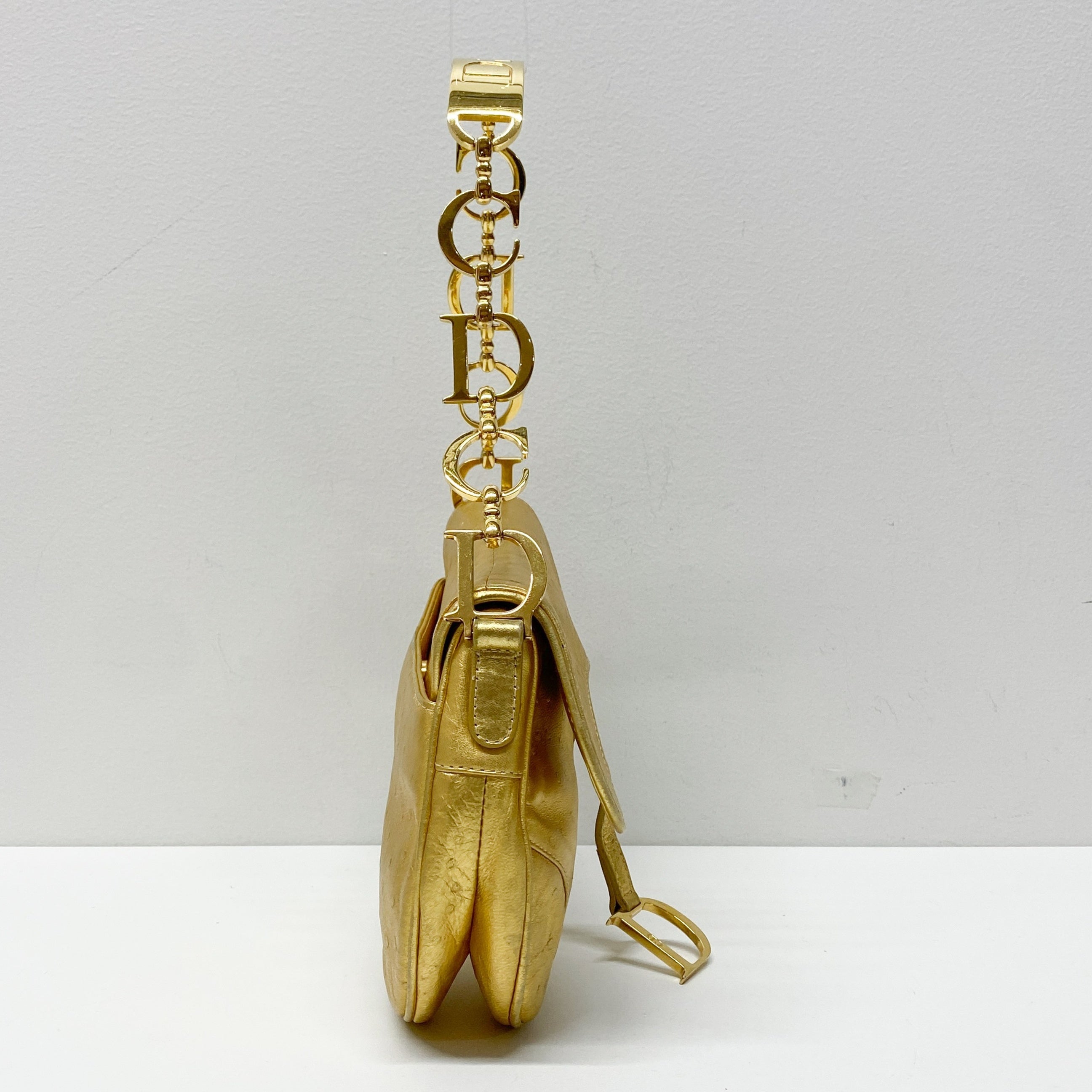 Saddle Gold Leather Shoulder Bag