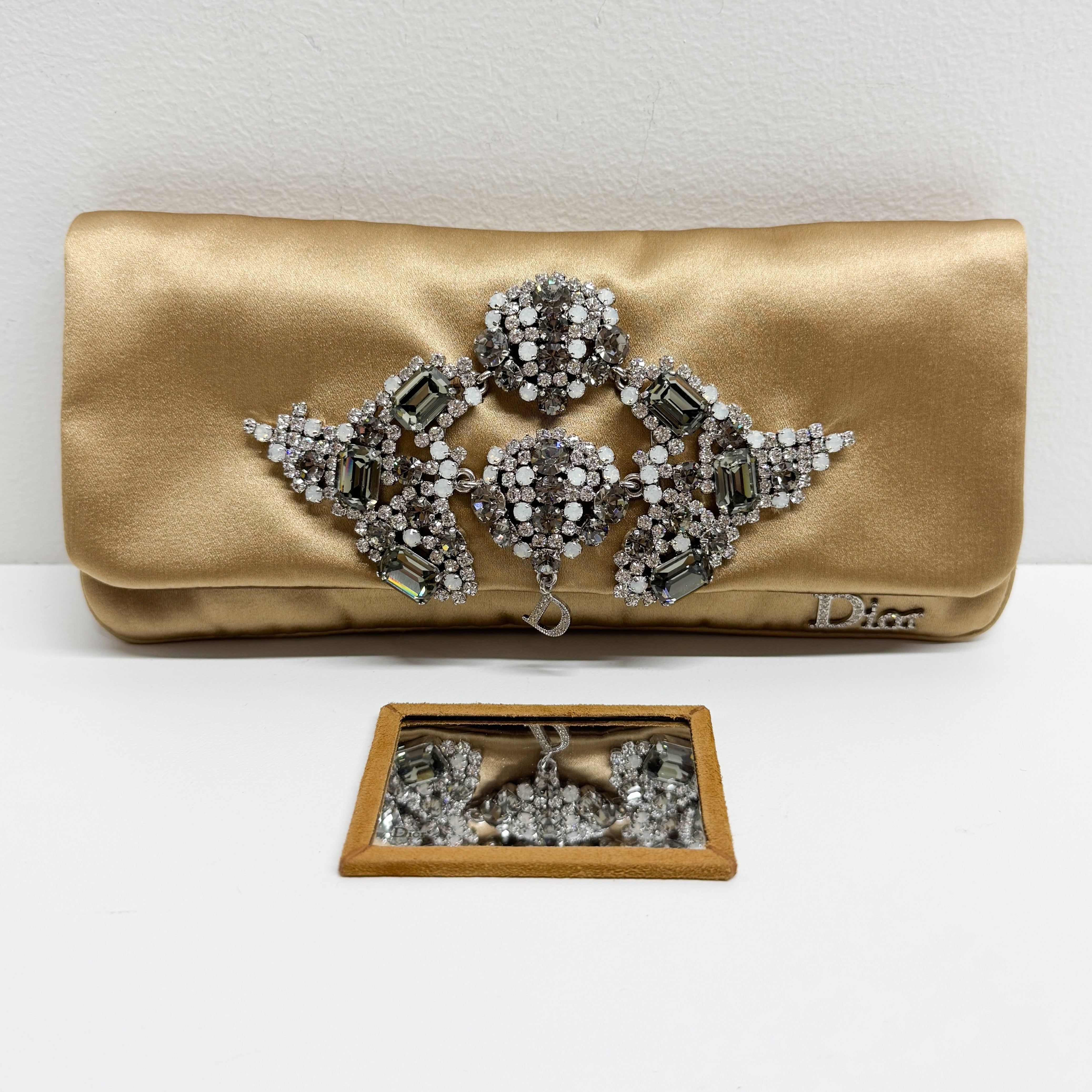 Gold Satin Clutch/Crossbody Bag