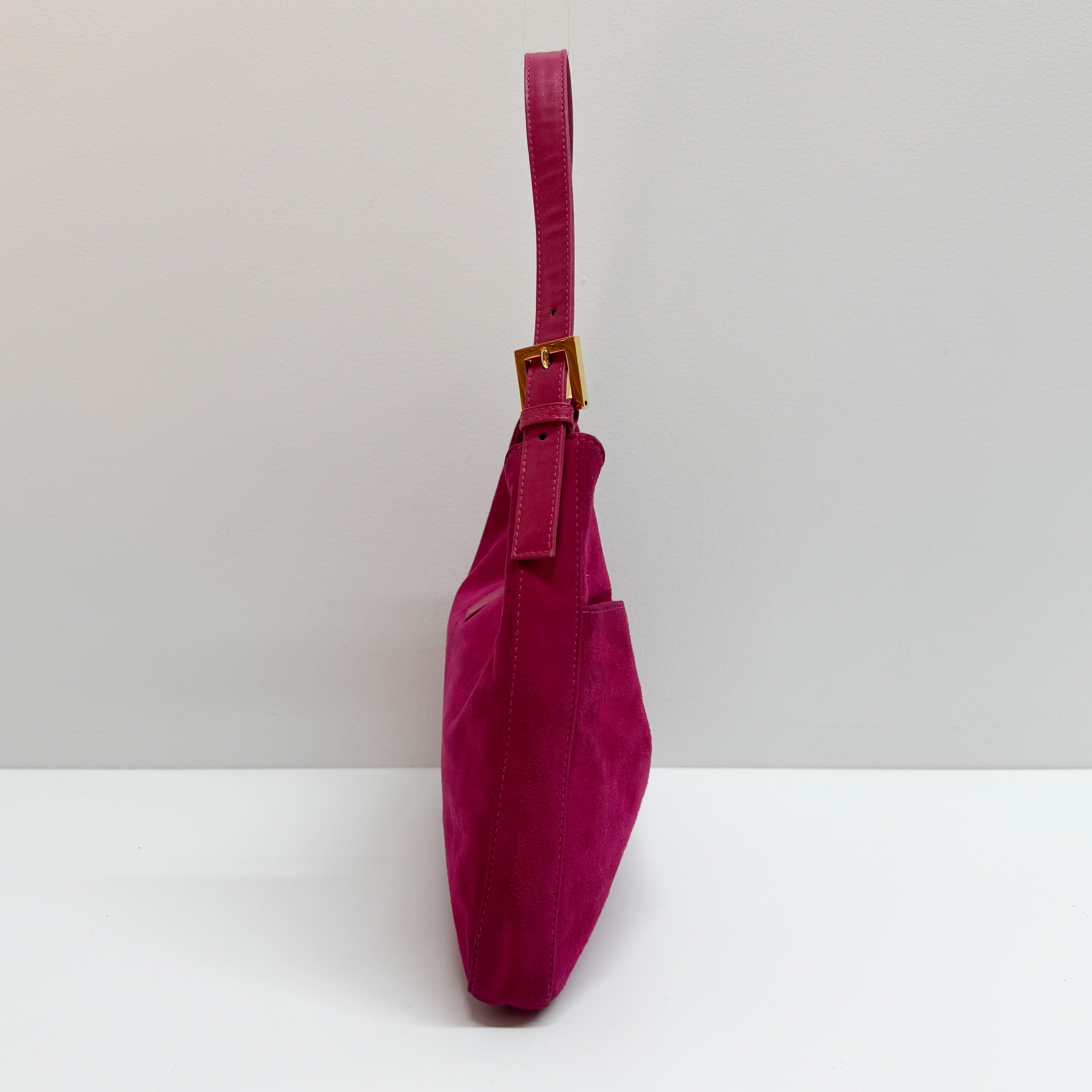 Mamma Baguette Pink Suede Shoulder Bag