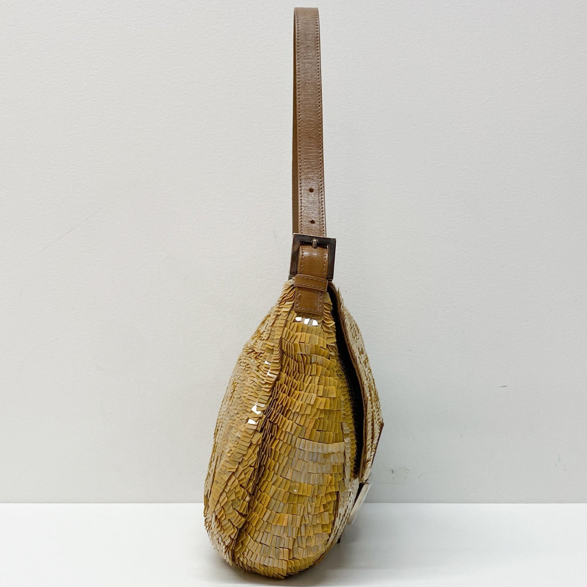 Mamma Baguette Caramel Brown Sequin Shoulder Bag