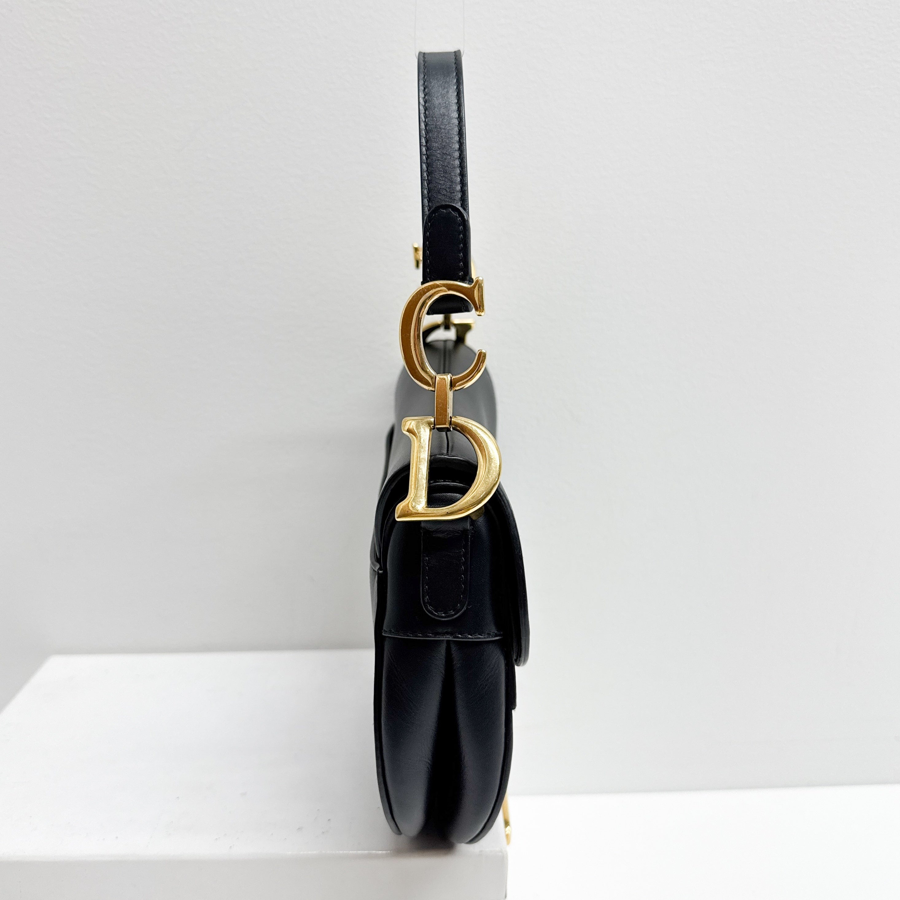 Saddle Black Leather Hand Bag