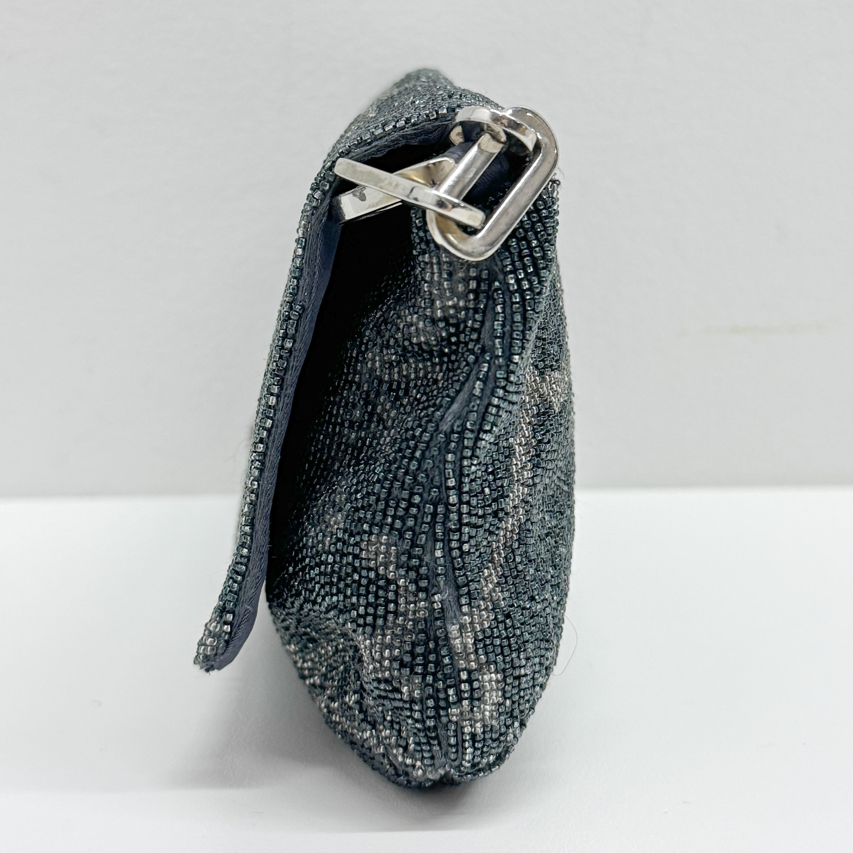 Navy Beaded Chain Shoulder Bag