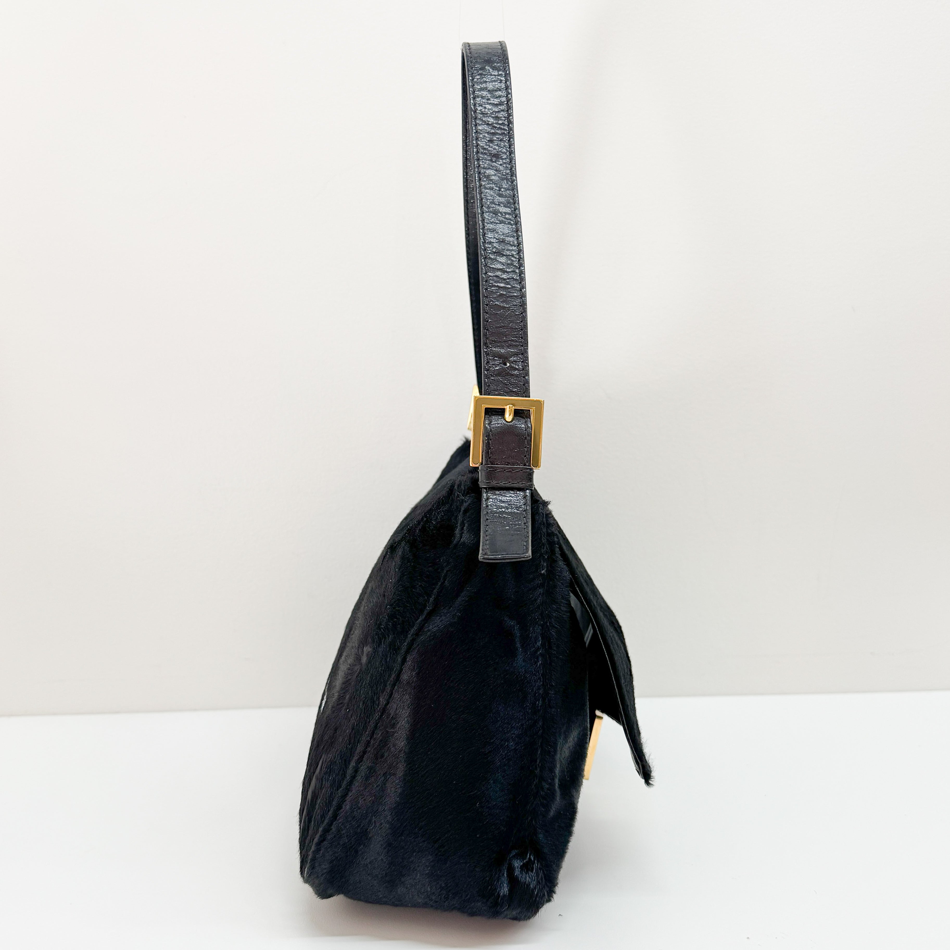 Mamma Baguette Black Pony Hair Shoulder Bag
