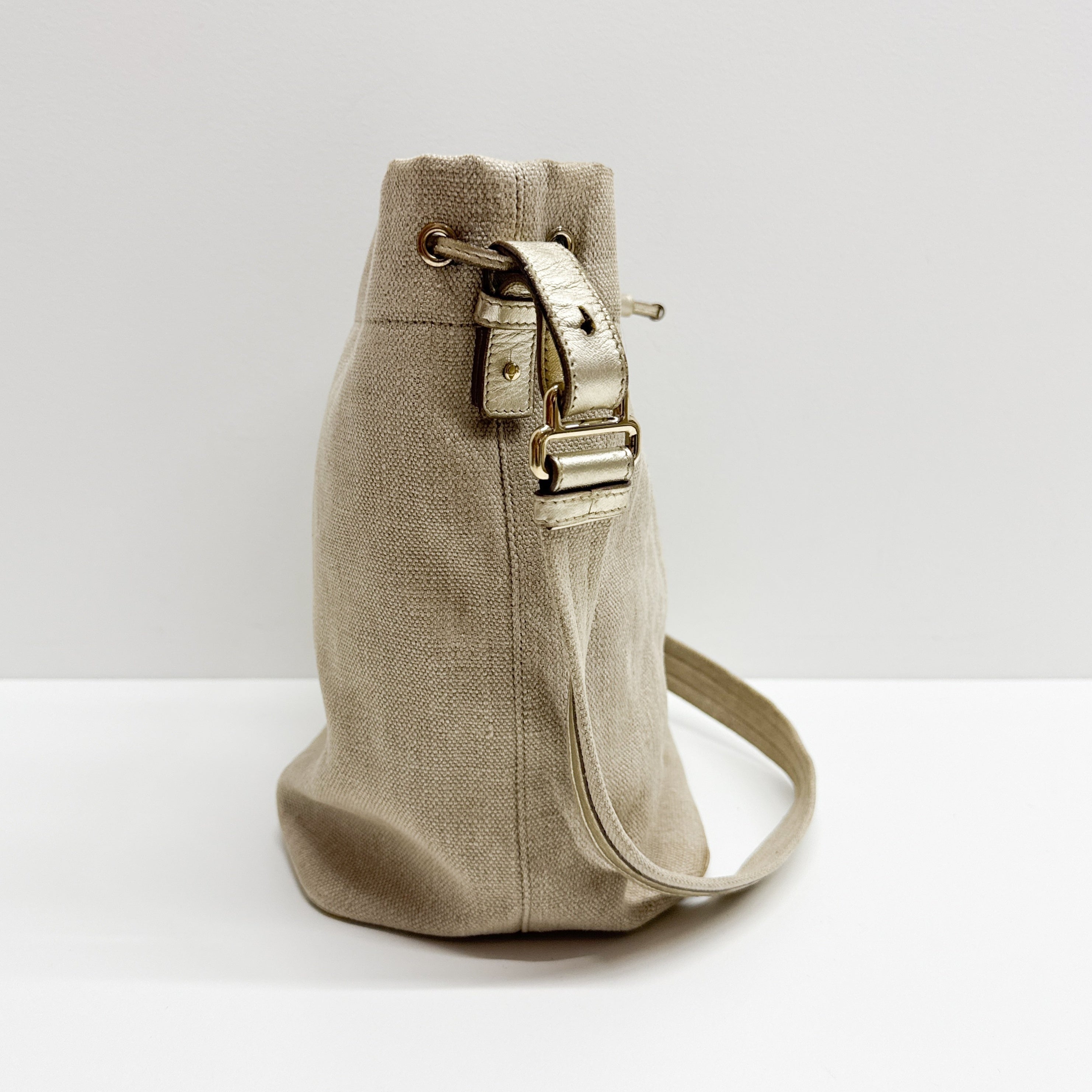 Beige Cotton Crossbody Bag