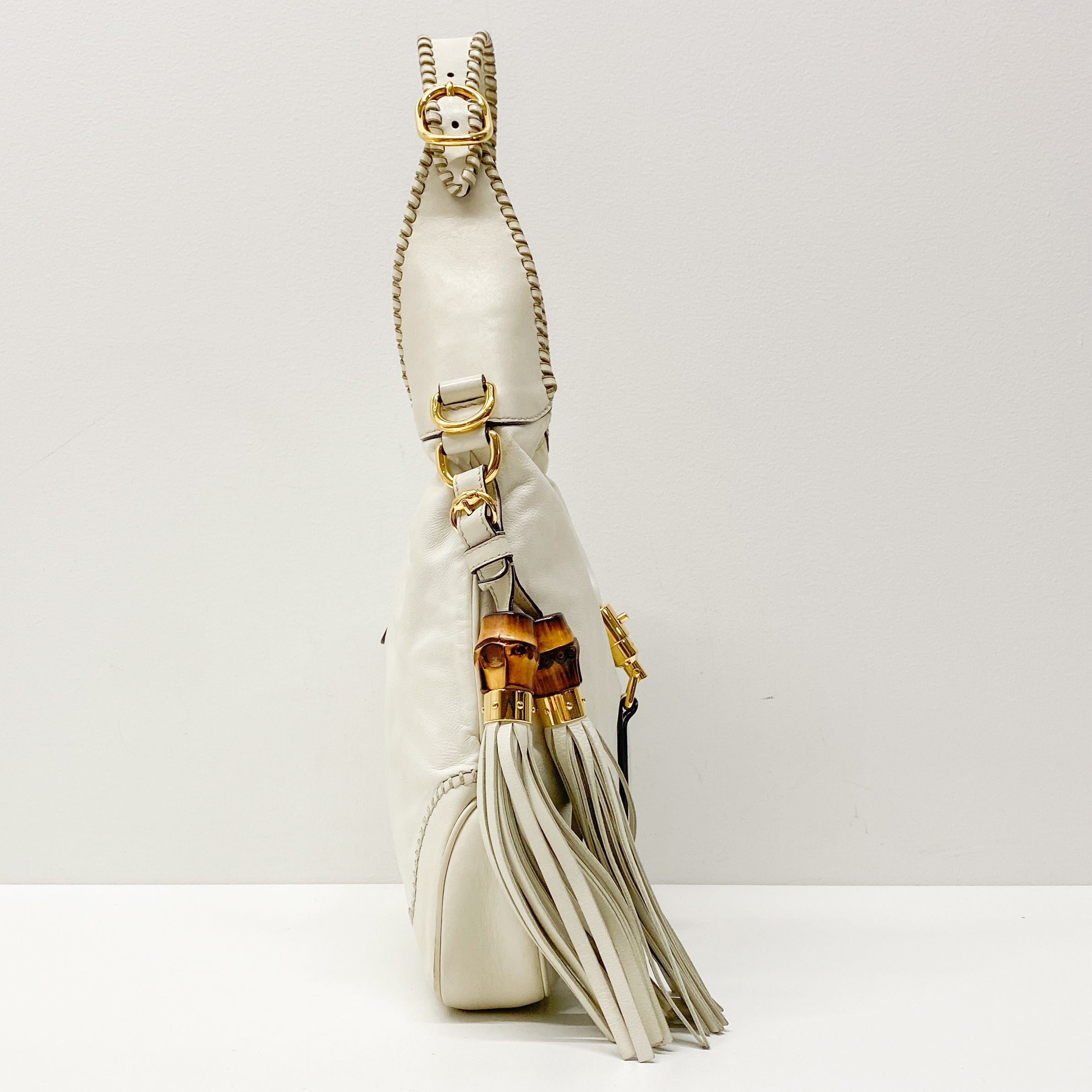 Jackie White Leather Shoulder Bag