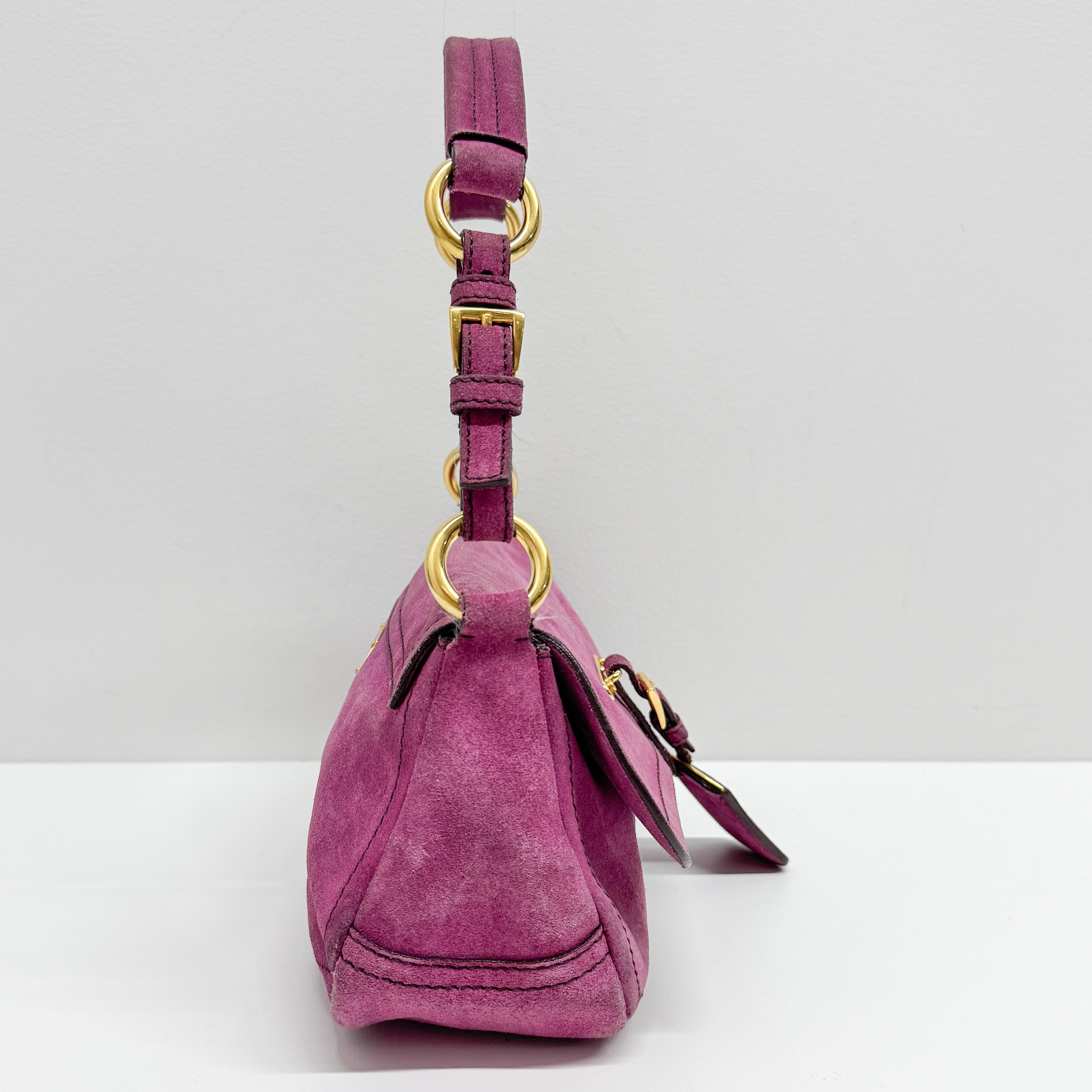 Purple Suede Shoulder Bag