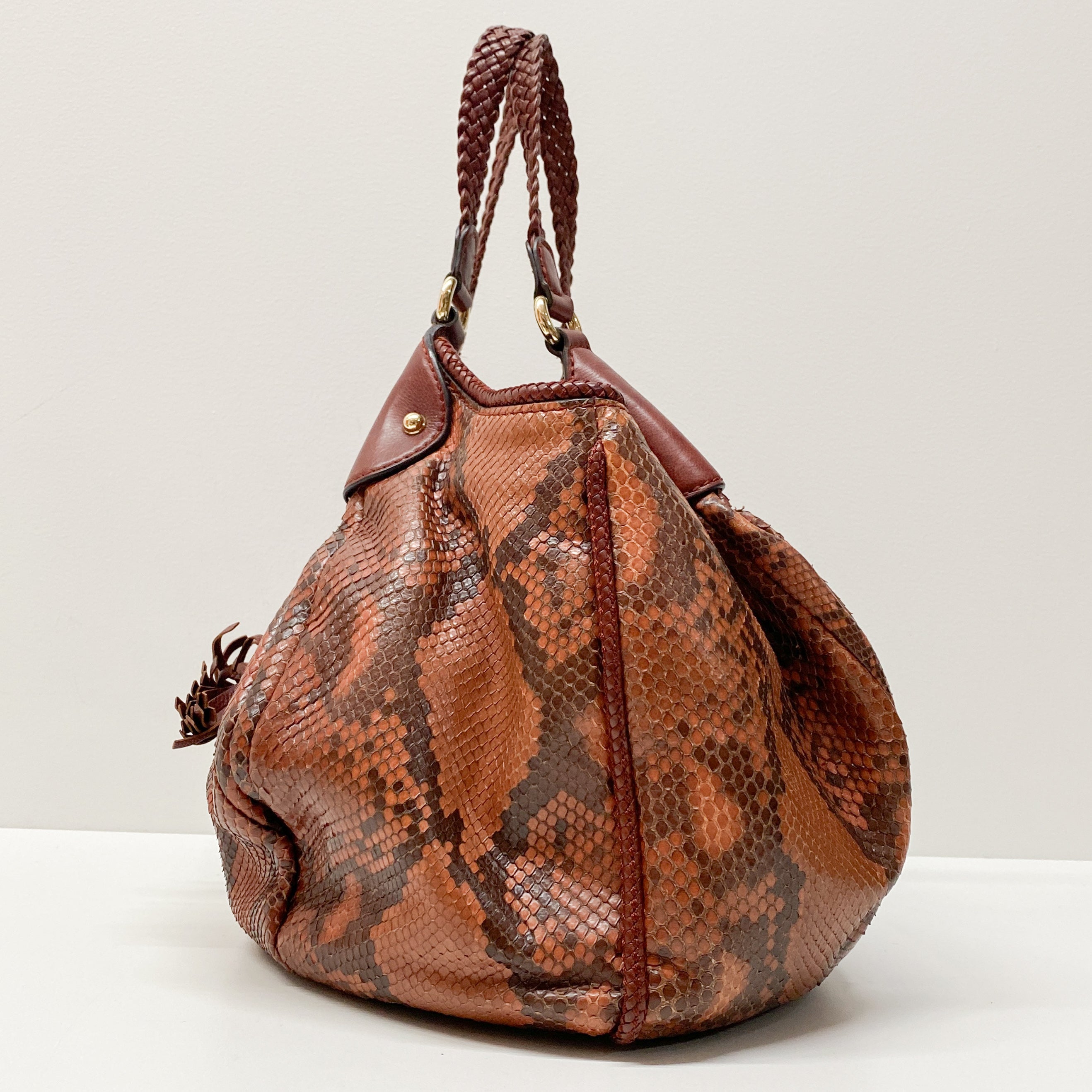 Marrakech Red Embossed Python Hobo Bag