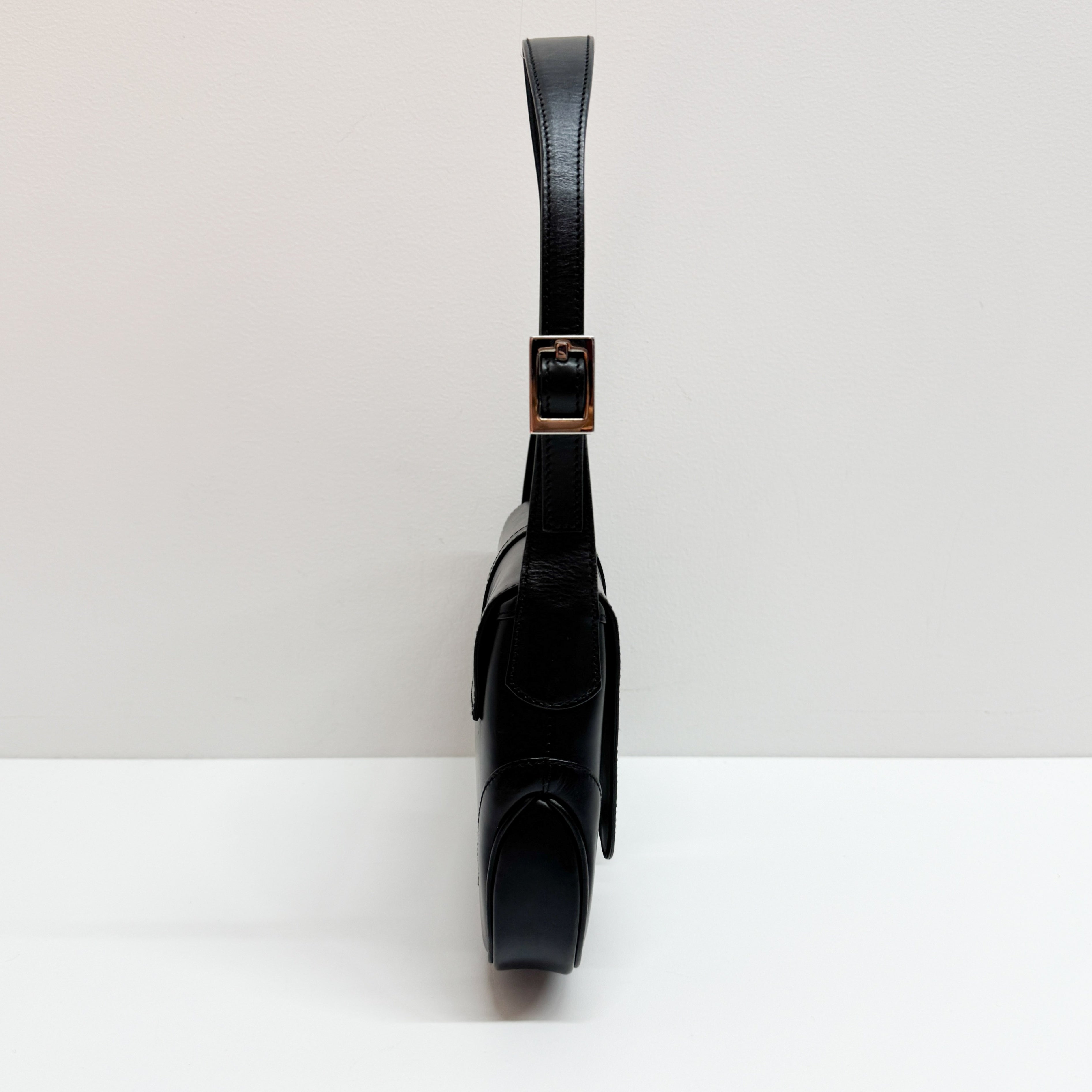 Jackie Black Calfskin Leather Shoulder Bag