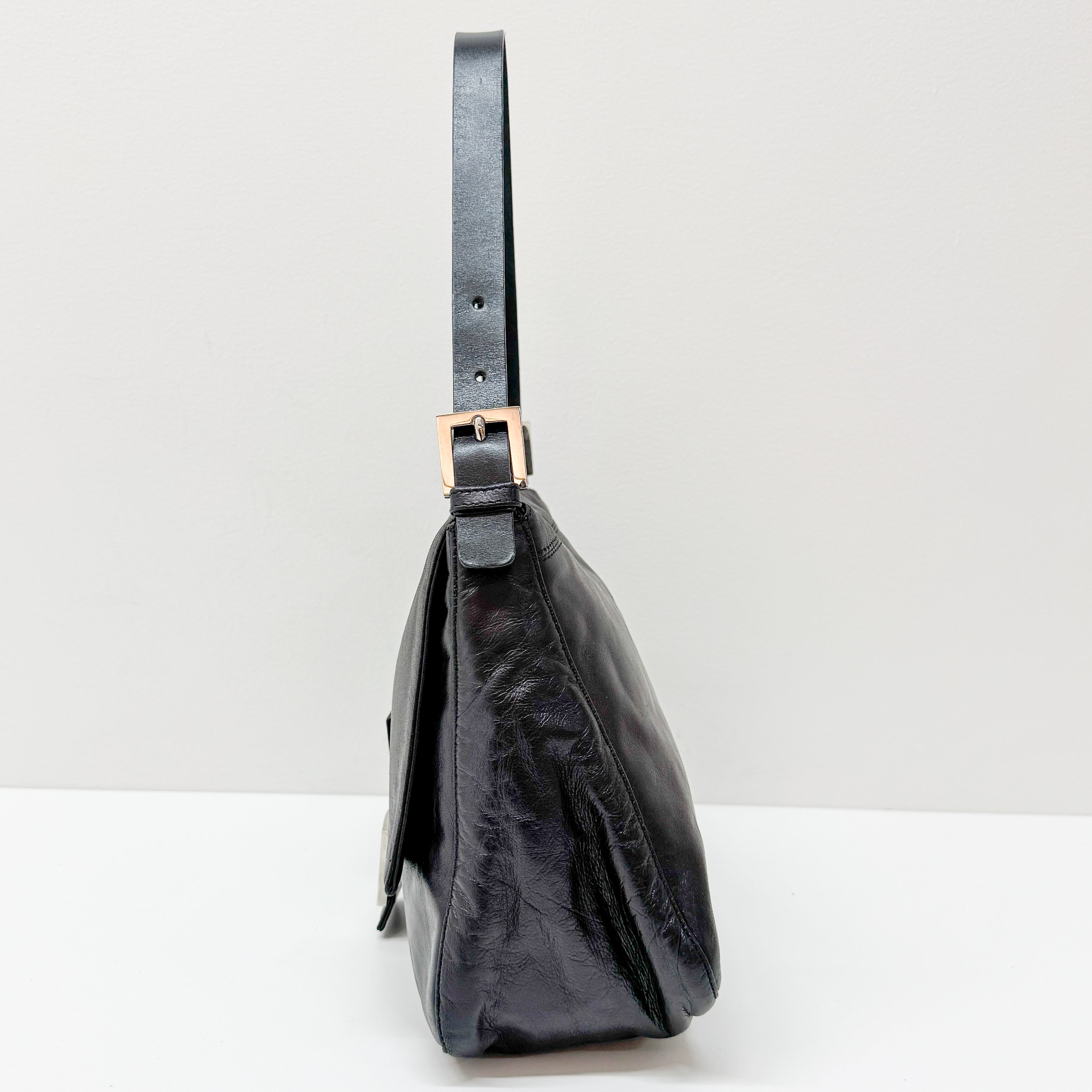 Mamma Baguette Black Leather Shoulder Bag