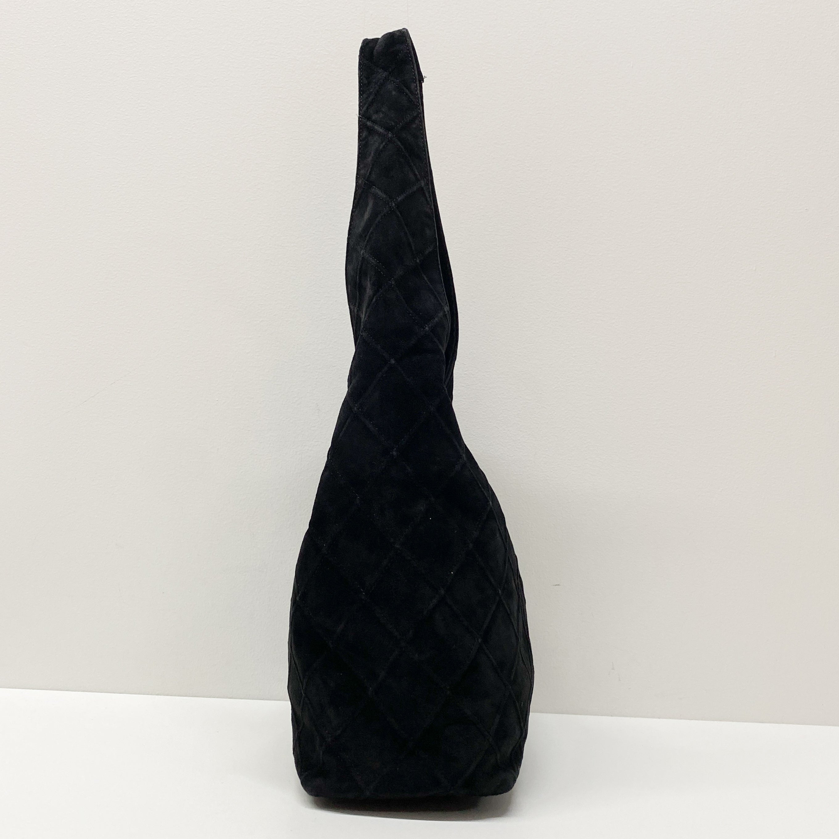 Metalesse Black Suede Hobo Shoulder Bag