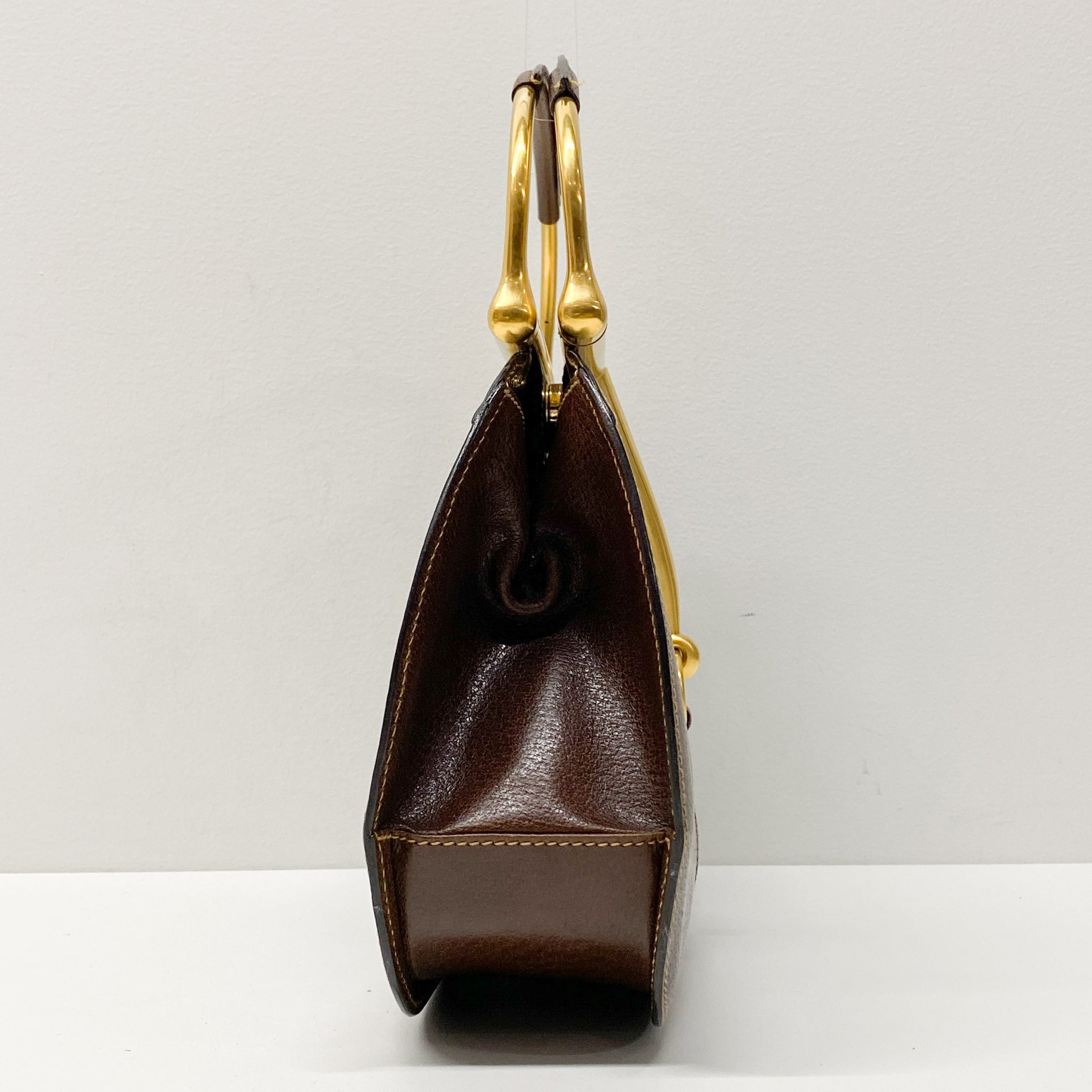Horsebit Brown Leather Hand Bag