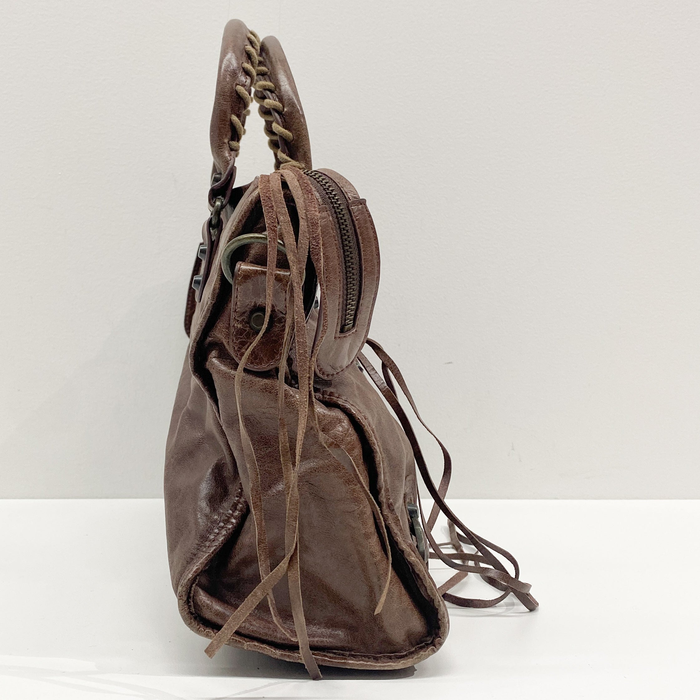 The City Brown Leather Hand Bag