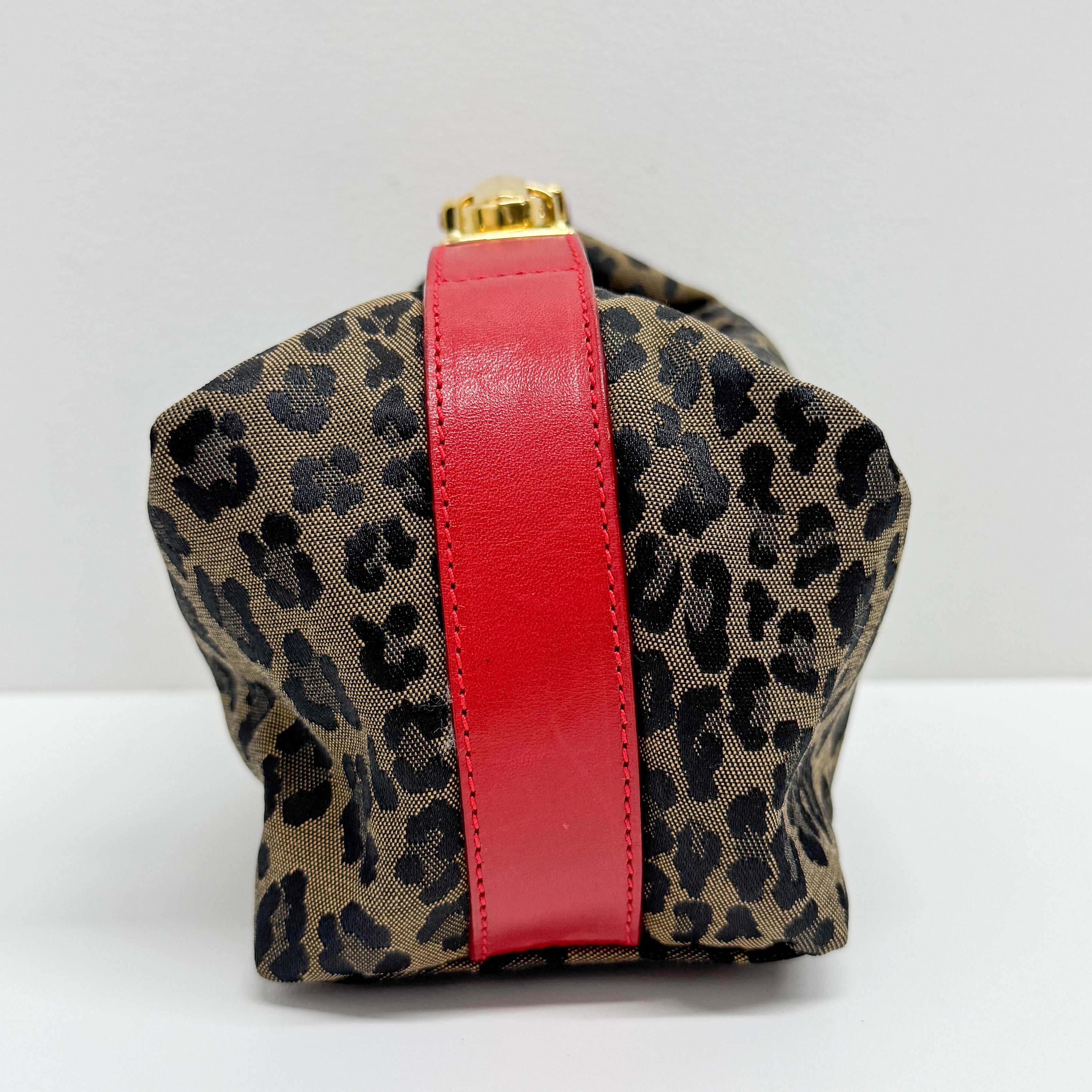 Brown Leopard Canvas Pouch