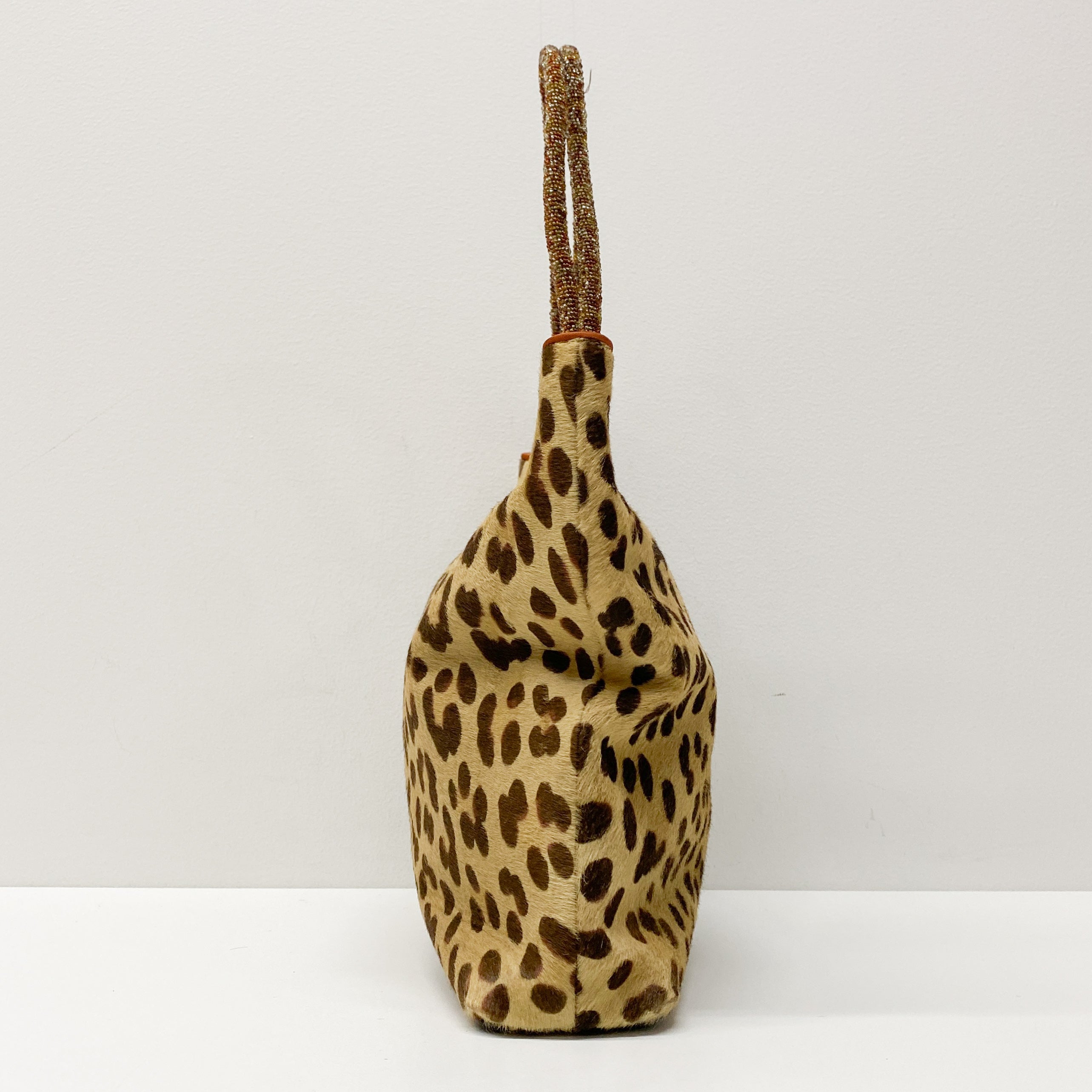 Vintage Brown Cheetah Print Pony Hair Two Way Bag