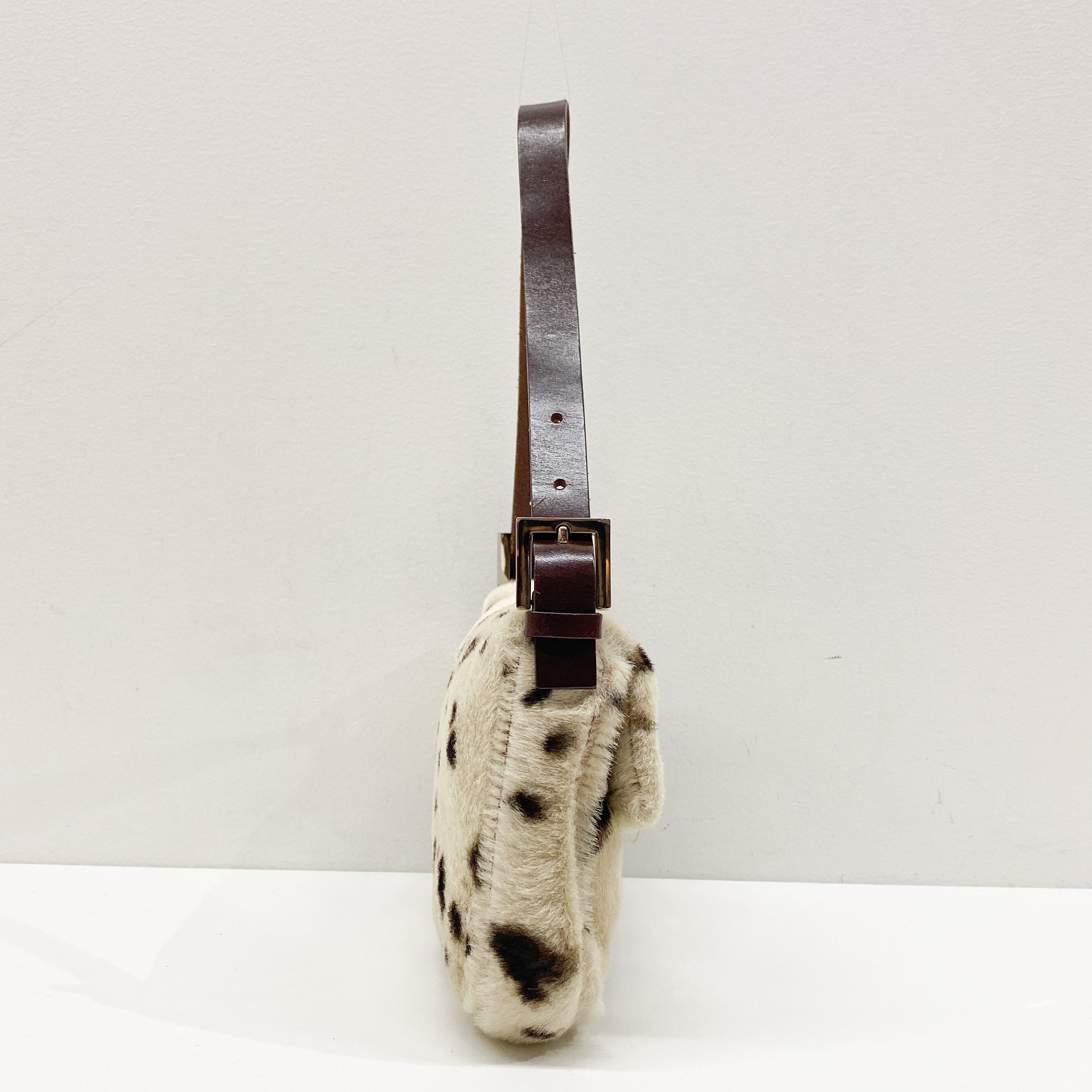 Baguette Brown Cow Print Pony Hair Shoulder Bag