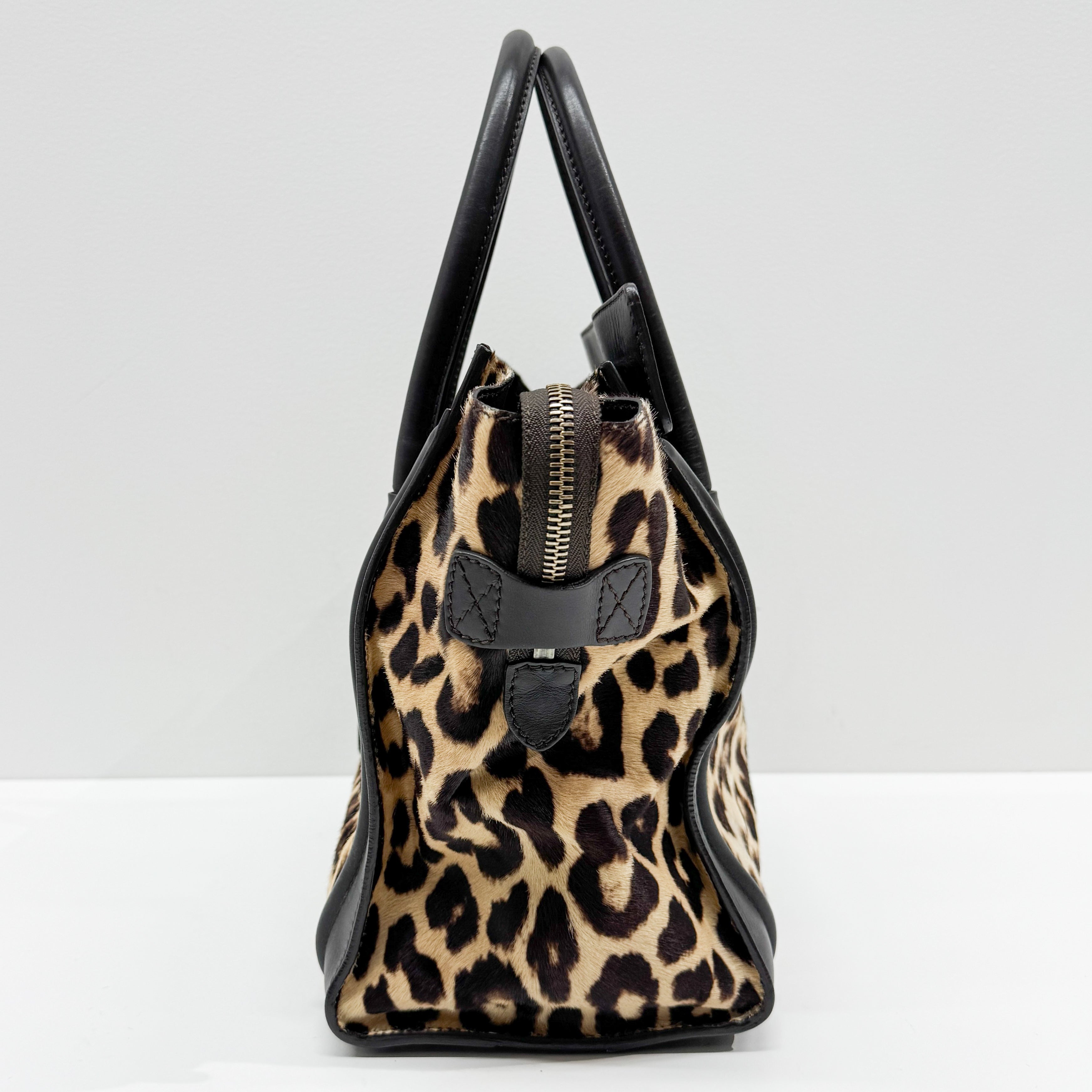 Luggage Micro Leopard Print Pony Hair Hand Bag