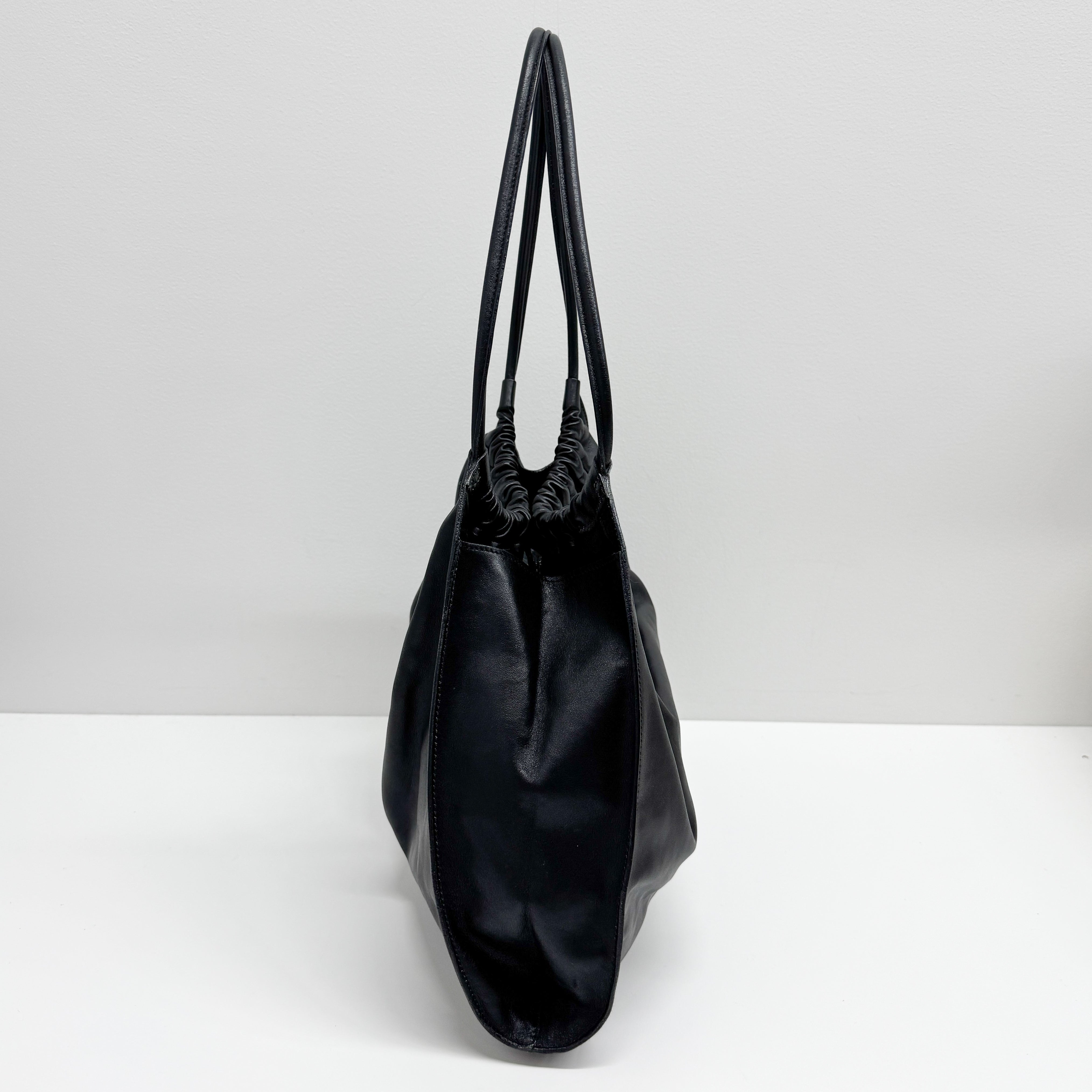 Black Leather Hobo Shoulder Bag