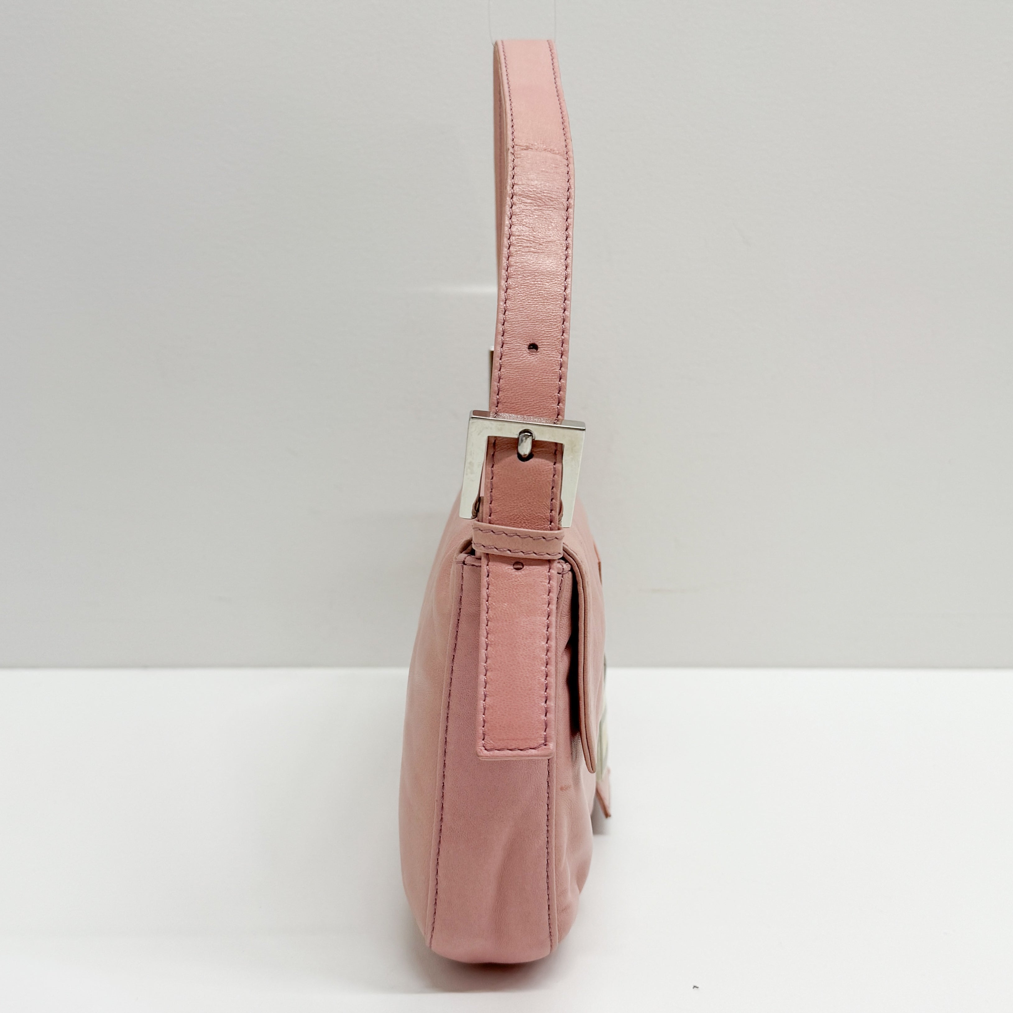 Baguette Pink Leather Shoulder Bag